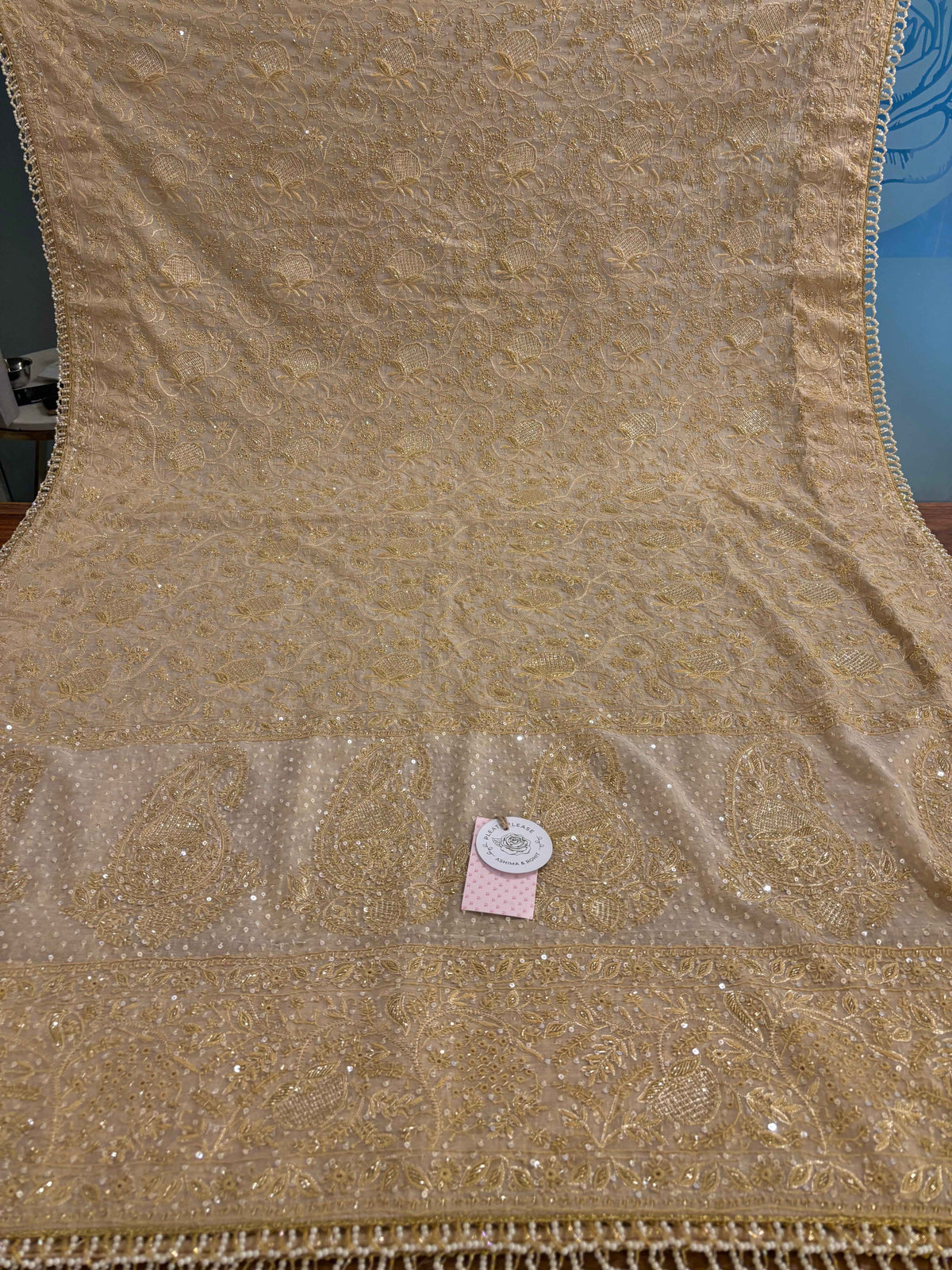 Dyeable Pure & Premium Tissue Chikankari Heavy Jaal Embellished Dupatta