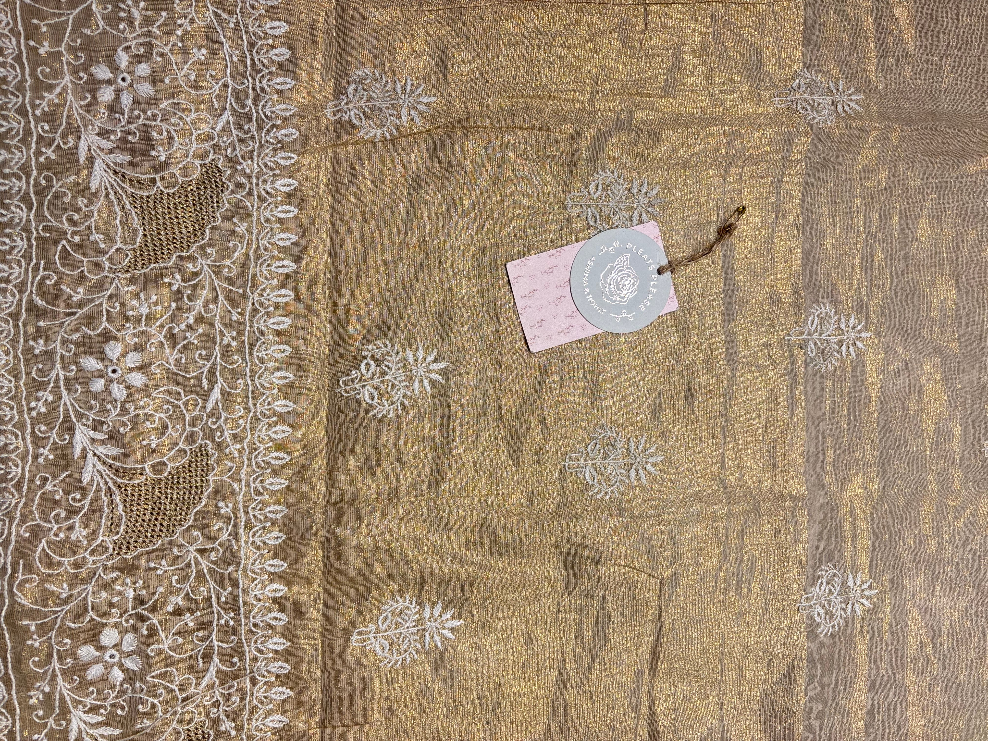 Dyeable Tissue Chikankari Kurta and Dupatta Fabric