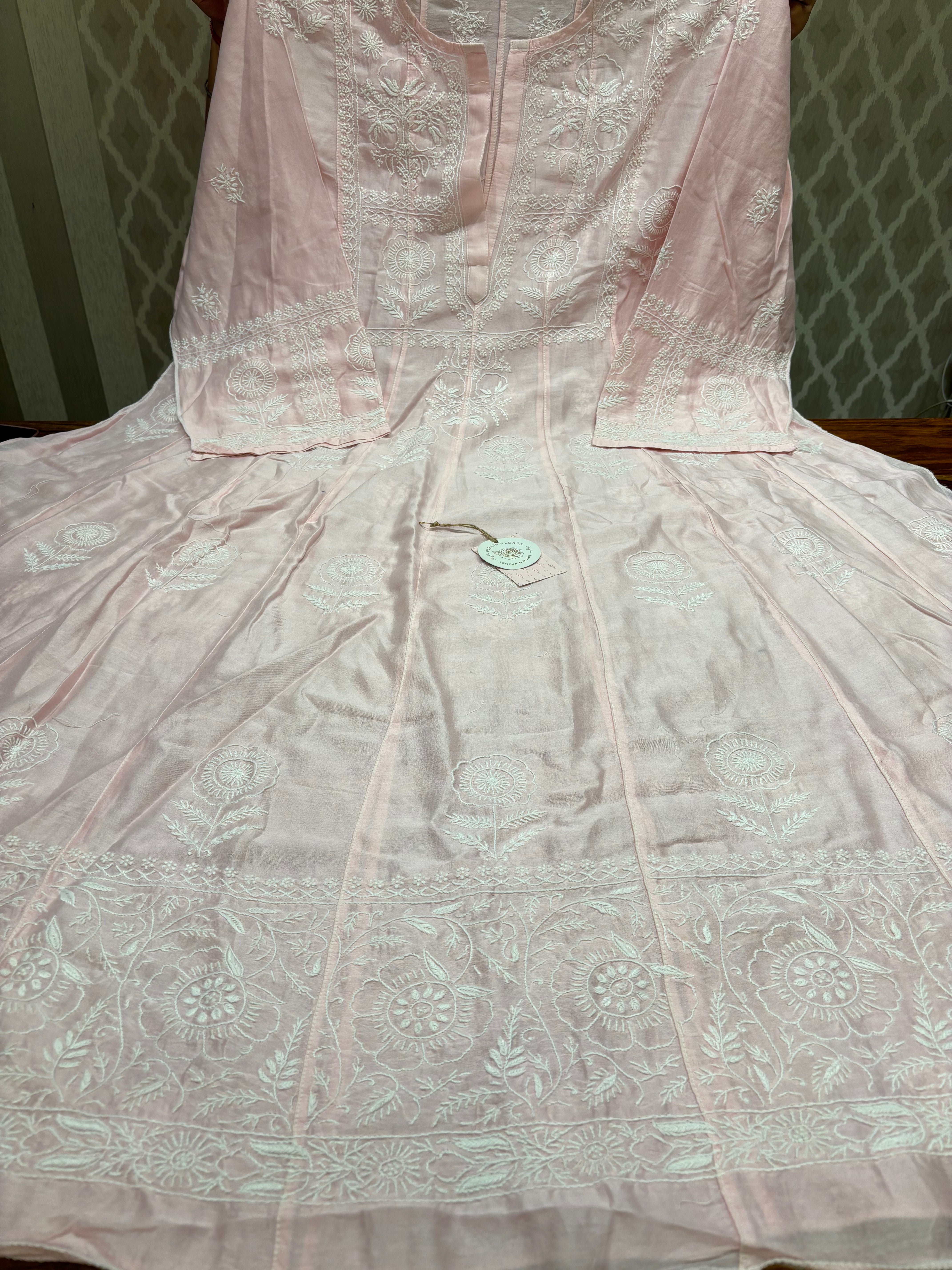 Blush Pink Chanderi Silk Anarkali