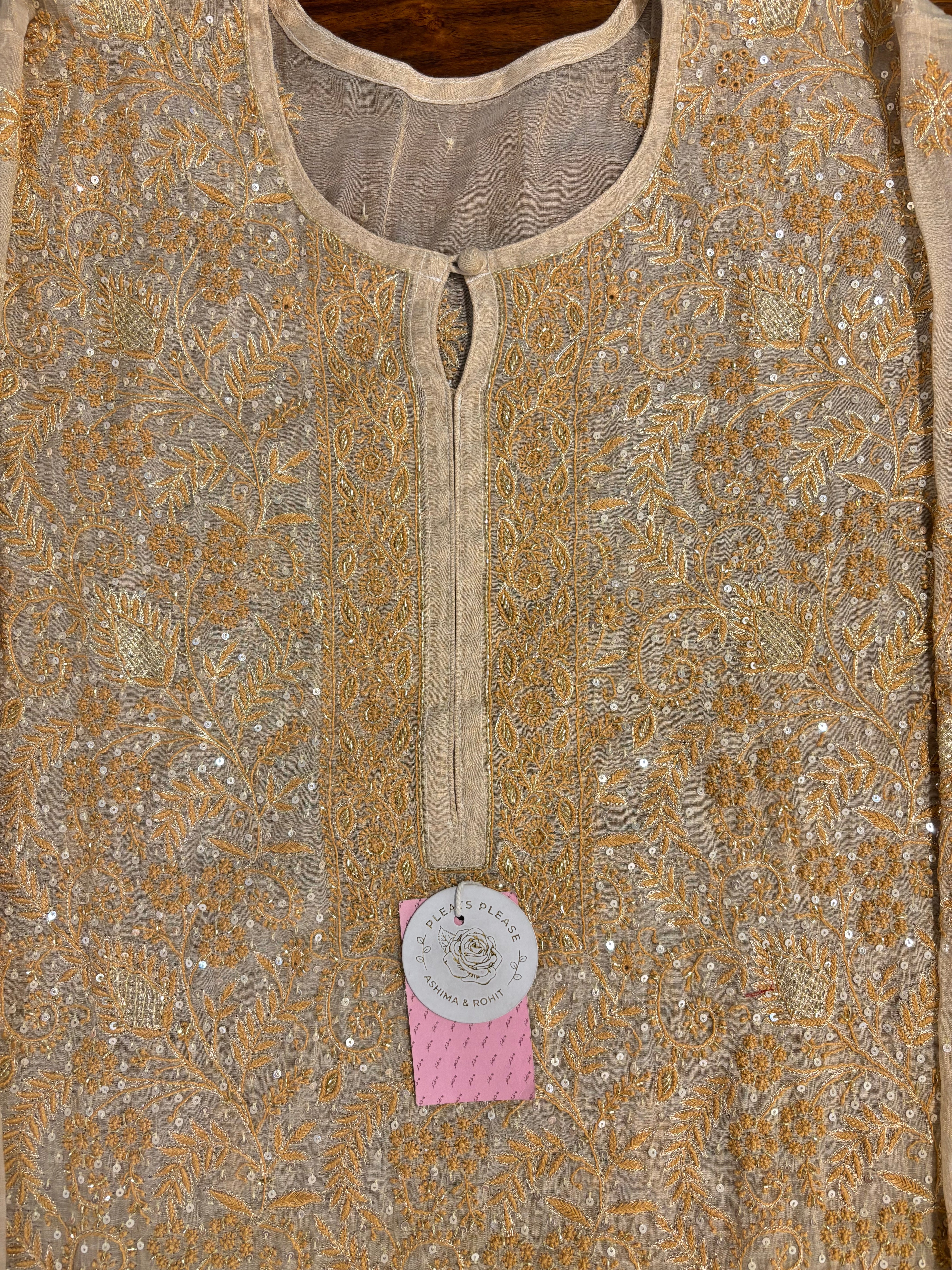 Dyeable Pure Tissue Chikankari Kurta & Dupatta