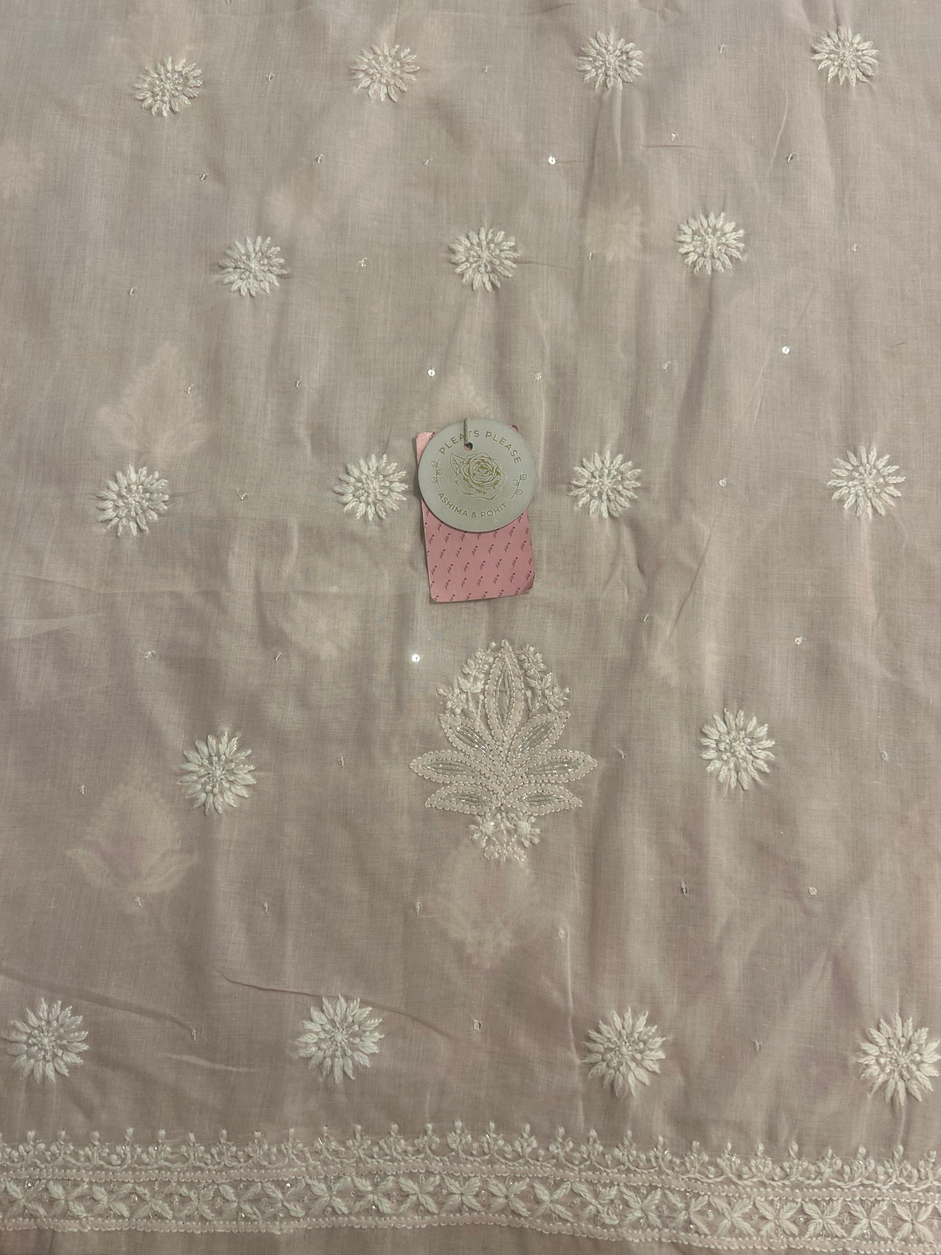 Powder Pink Mulmul Chikankari Kurta