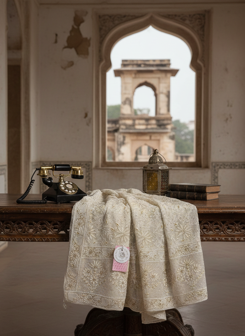 Dyeable Pure & Premium Georgette Chikankari Dupatta