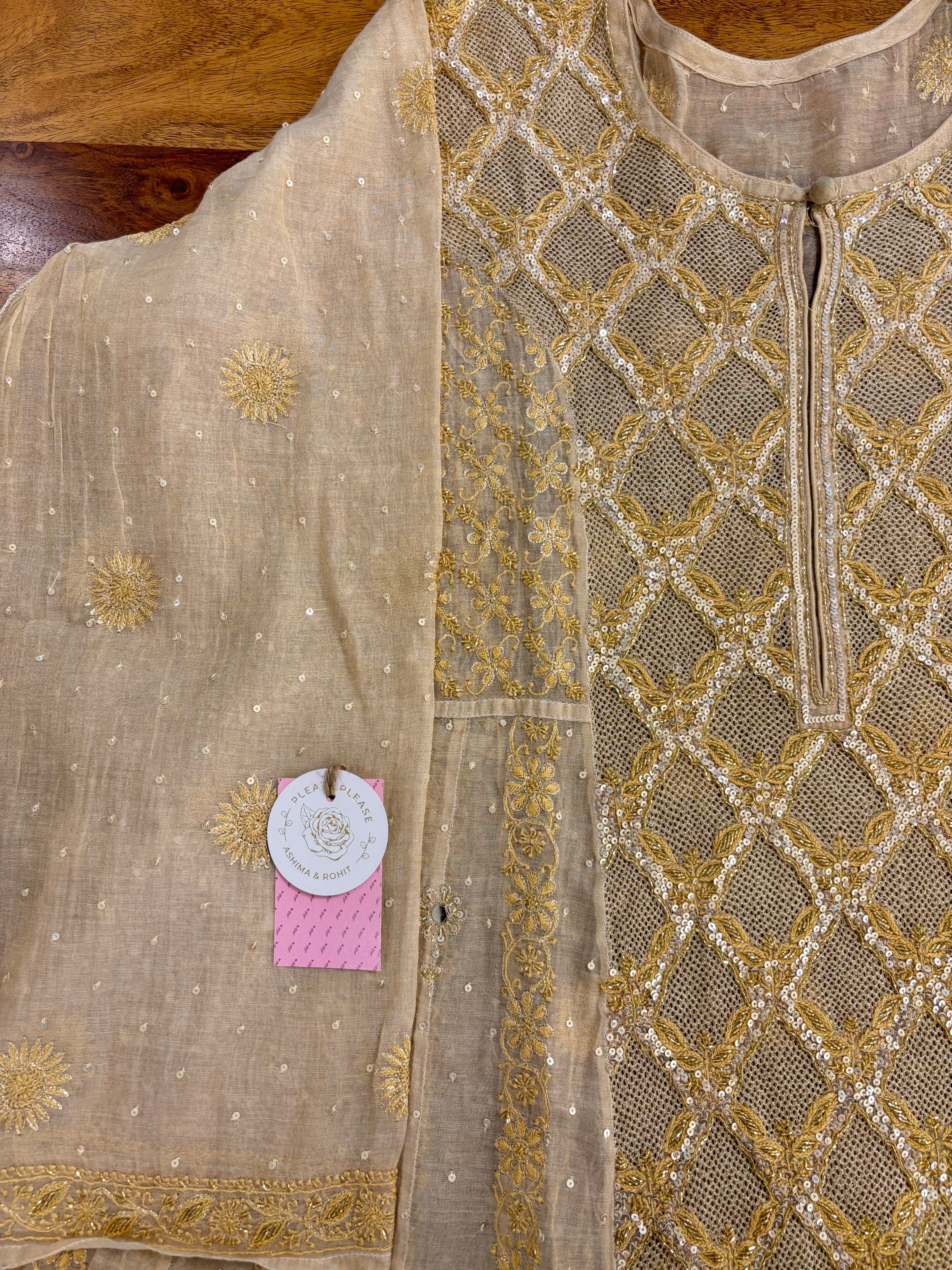 Dyeable Pure & Premium Tissue Chikankari Jaal Anarkali & Dupatta