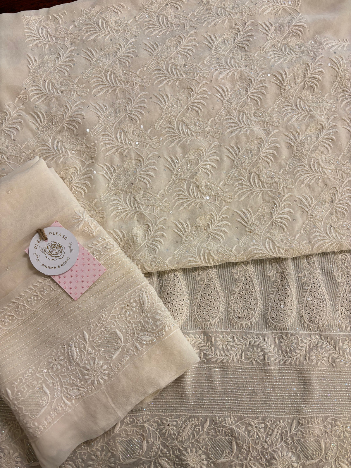 Dyeable Pure Georgette Chikankari Kurta & Dupatta