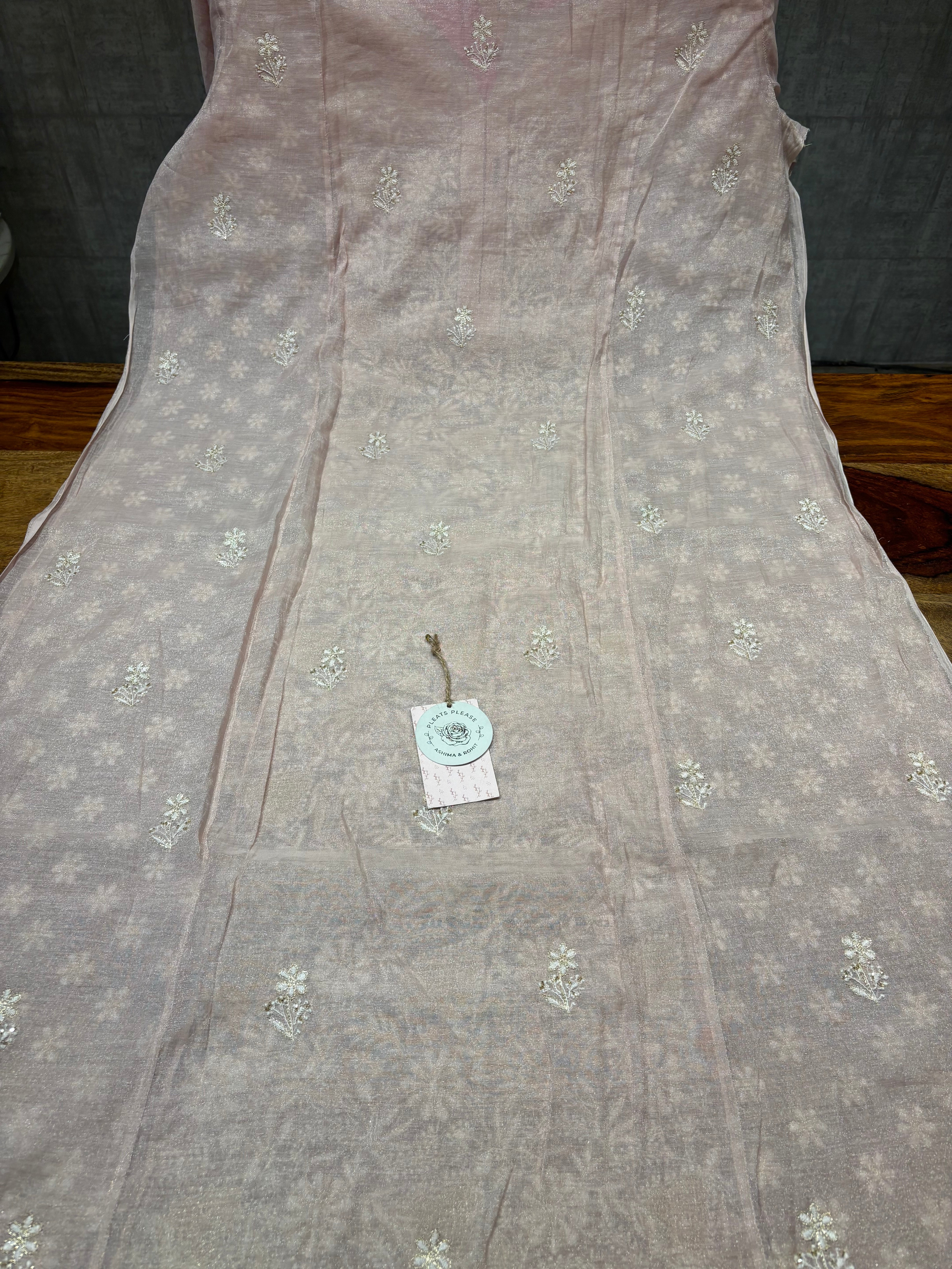 Lavender Pure Tissue Chikankari Kurta and Dupatta set