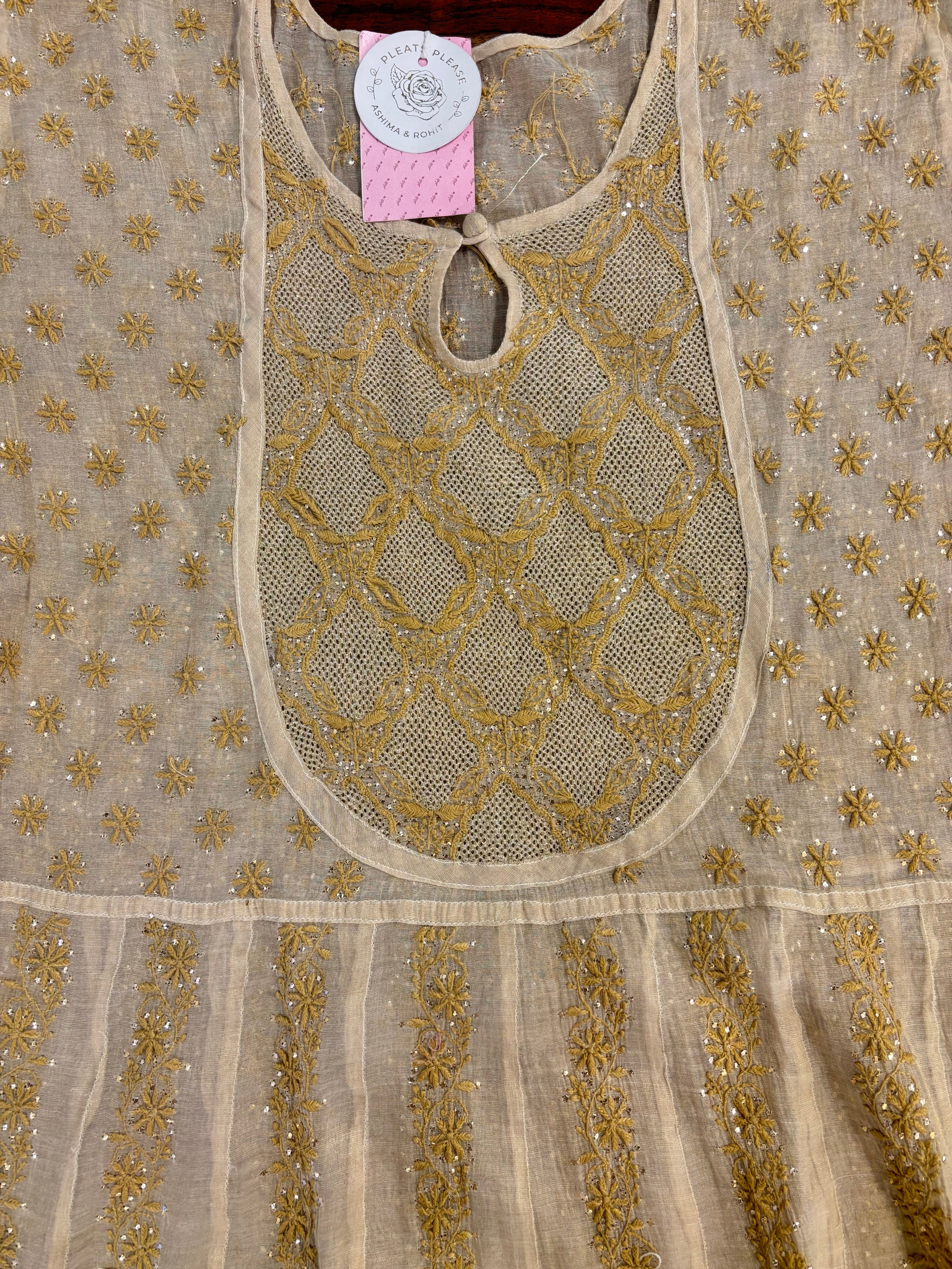 Dyeable Pure & Premium Tissue Mukaish Chikankari Bajirao Anarkali & Dupatta