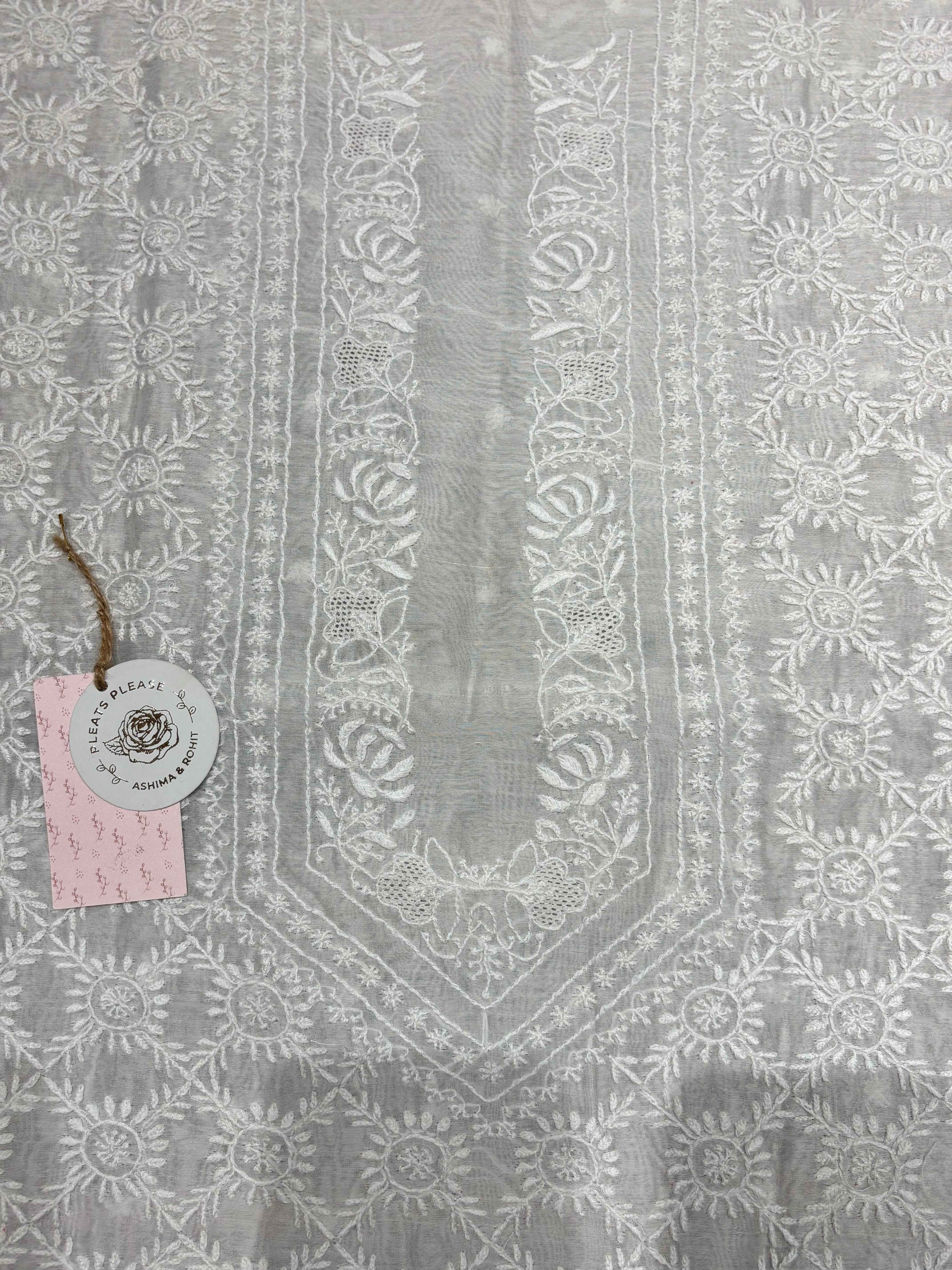 Dyeable Chanderi Silk Chikankari Men’s kurta - Pleats PleaseChikankari