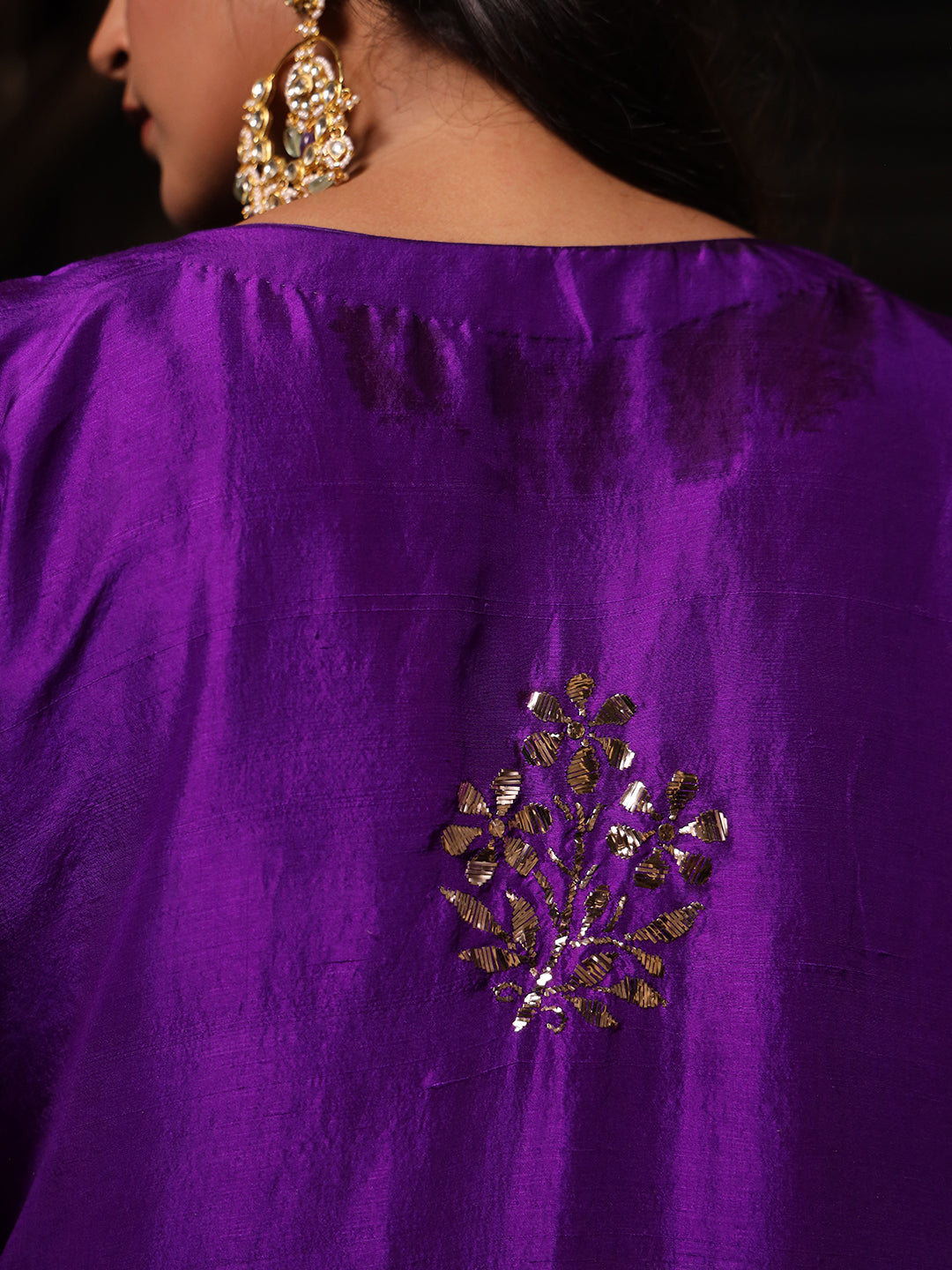 Purple Pure & Premium Silk Mukaish Kaftan Dress