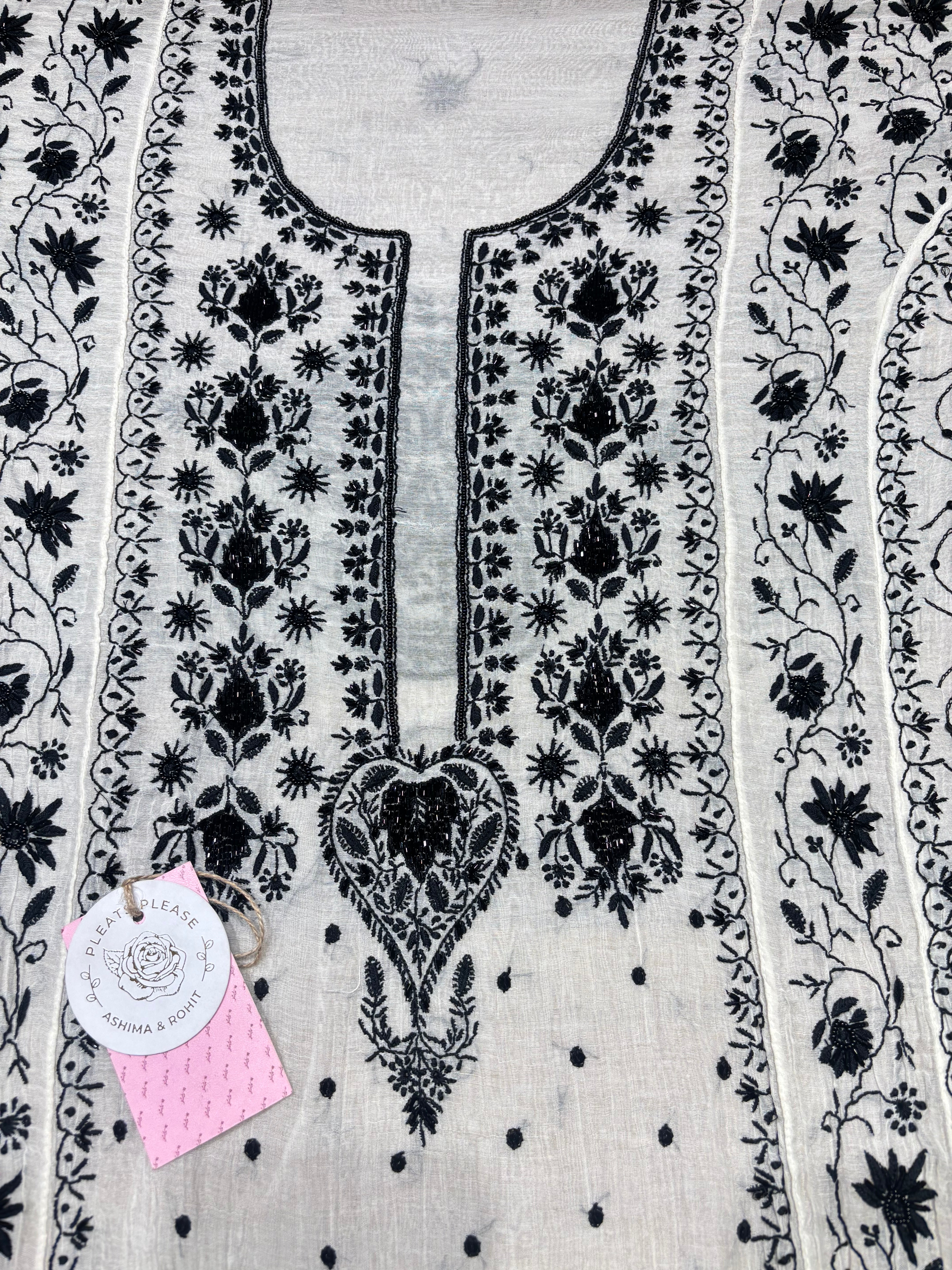 Dyeable Chanderi Mul Chikankari Kurta & Dupatta Set