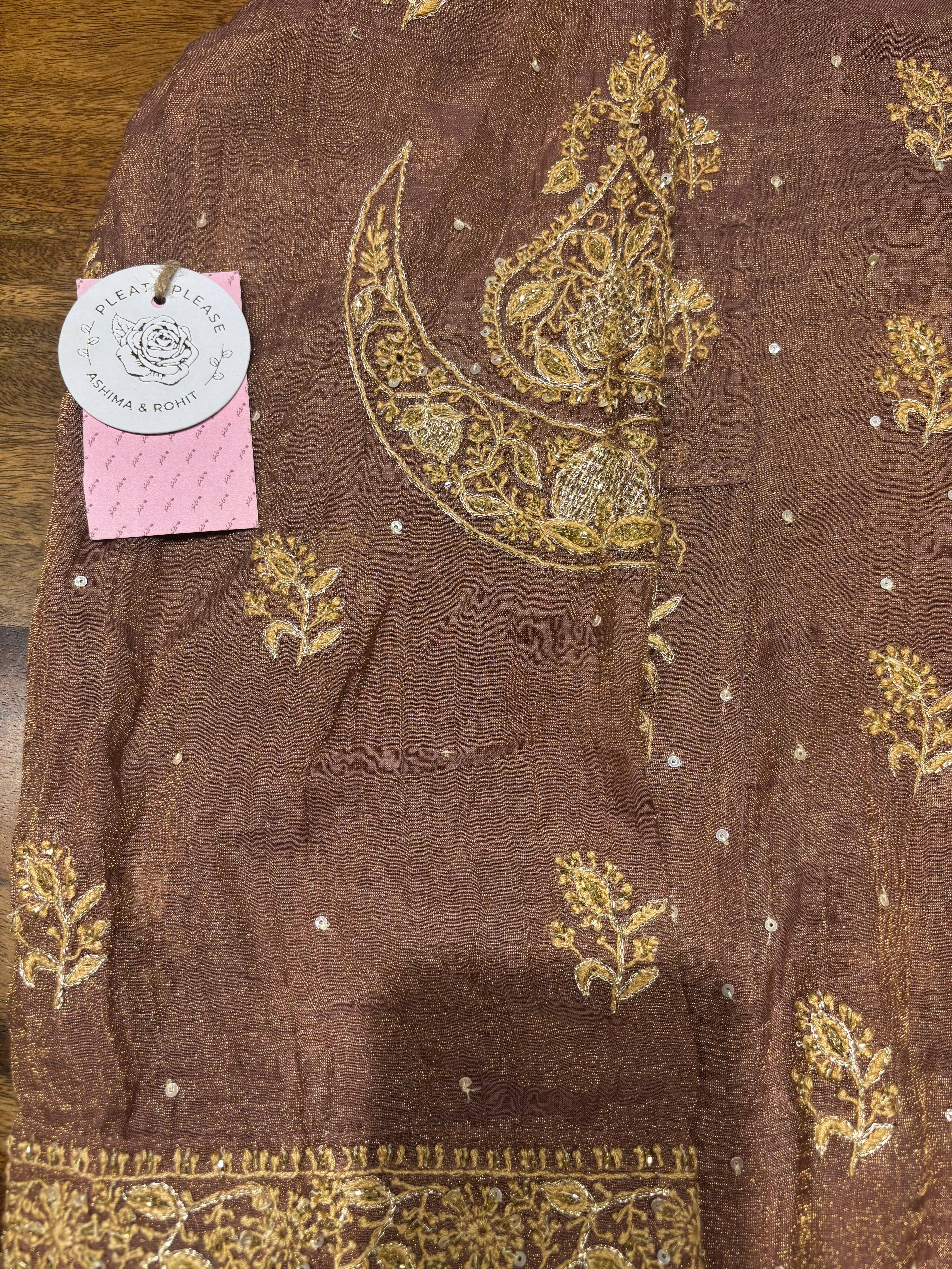 Garnet Pure & Premium Tissue A-Line Anarkali & Dupatta Set