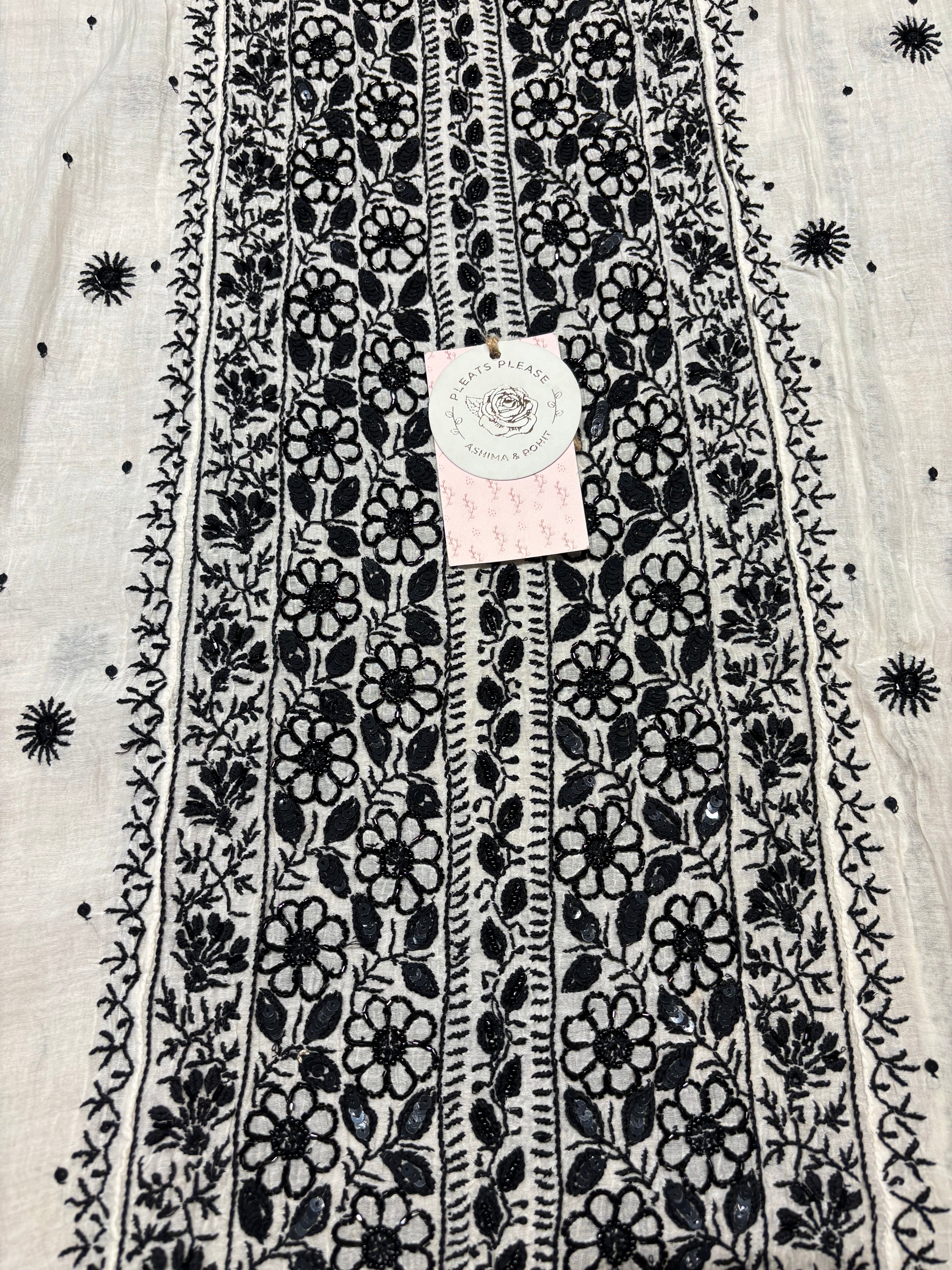 Dyeable Chanderi mul Chikankari Kurta and Dupatta Set