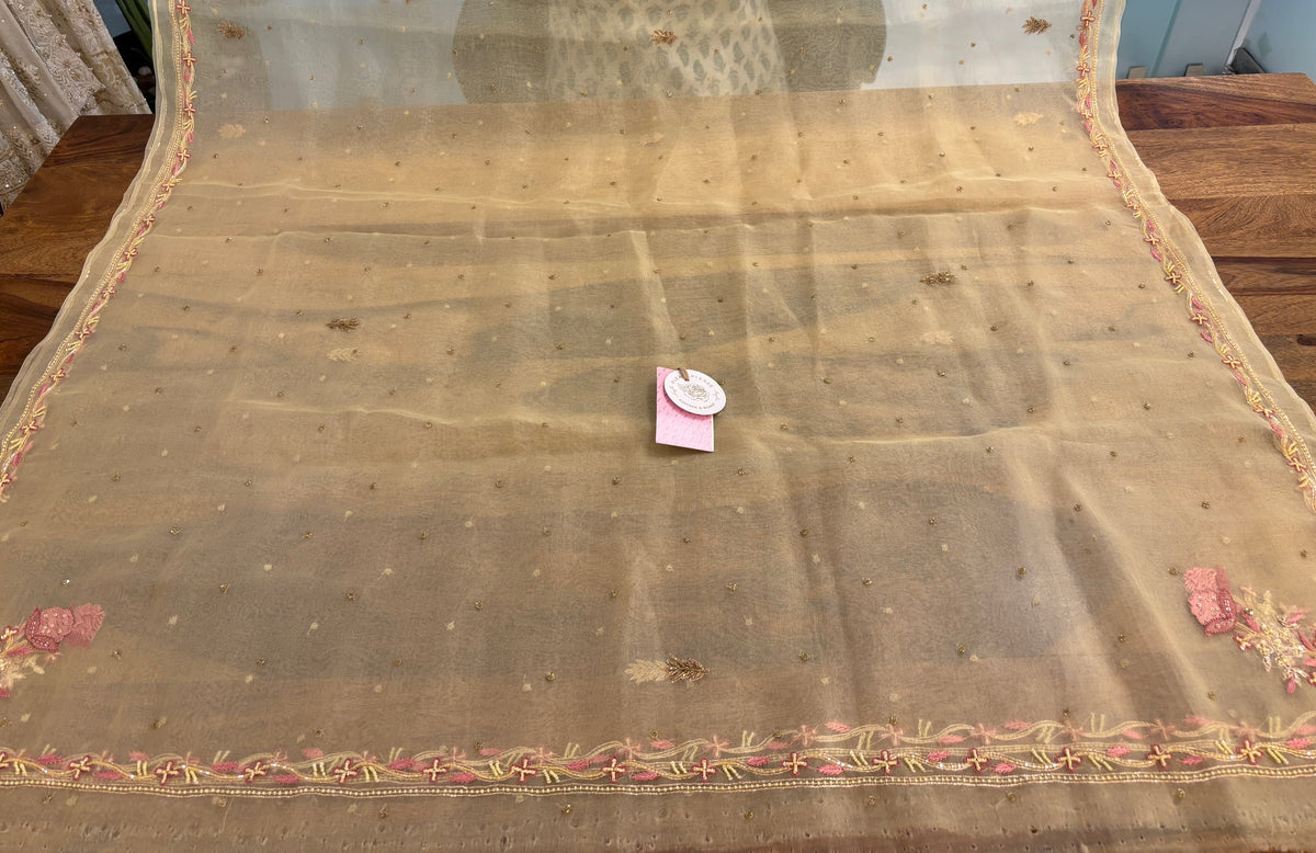 Butter Yellow Pure Organza Chikankari Kurta & Dupatta - Pleats PleaseChikankari
