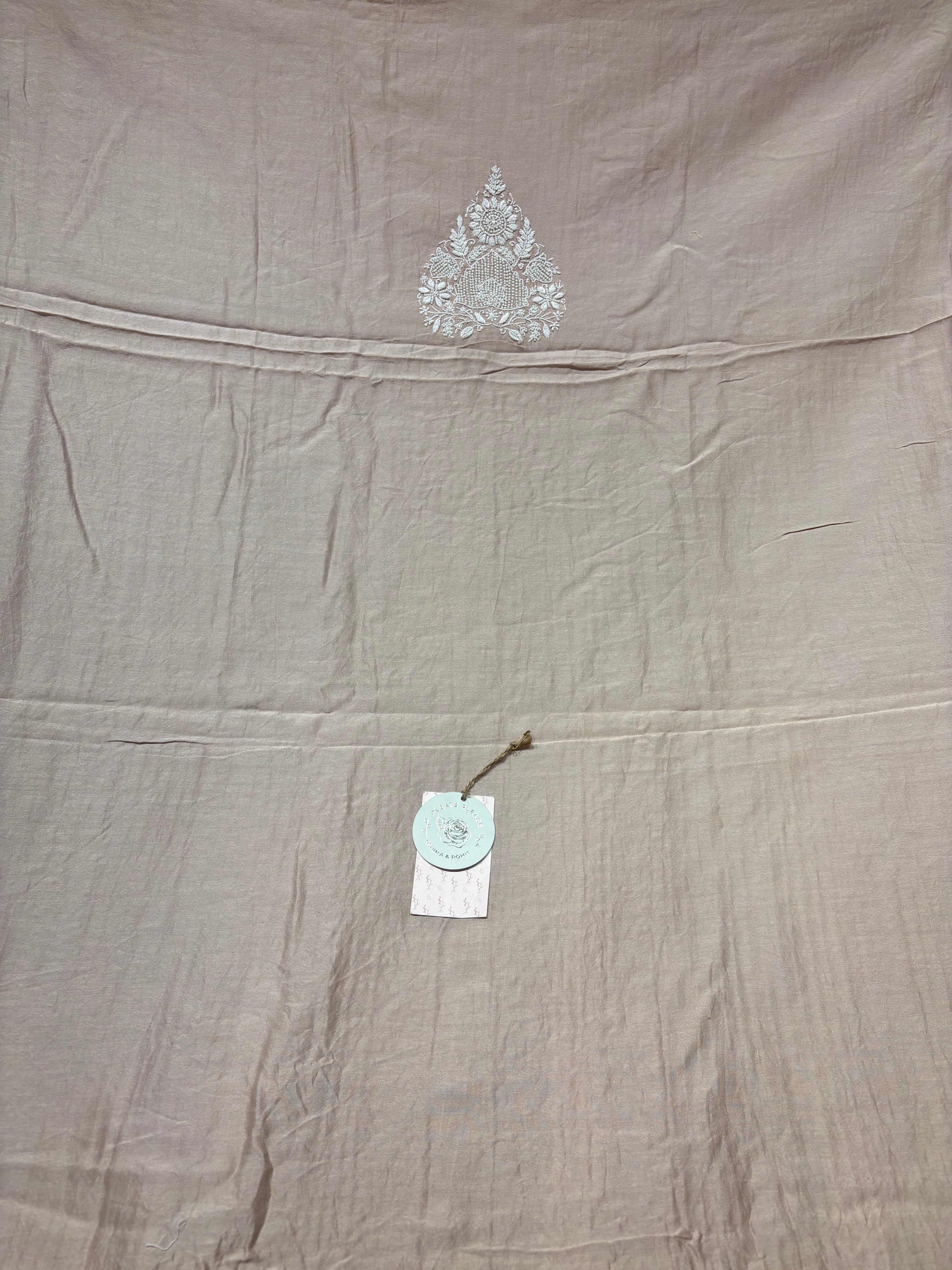 Rose Gold Chanderi Silk Chikankari Men’s Kurta Fabric