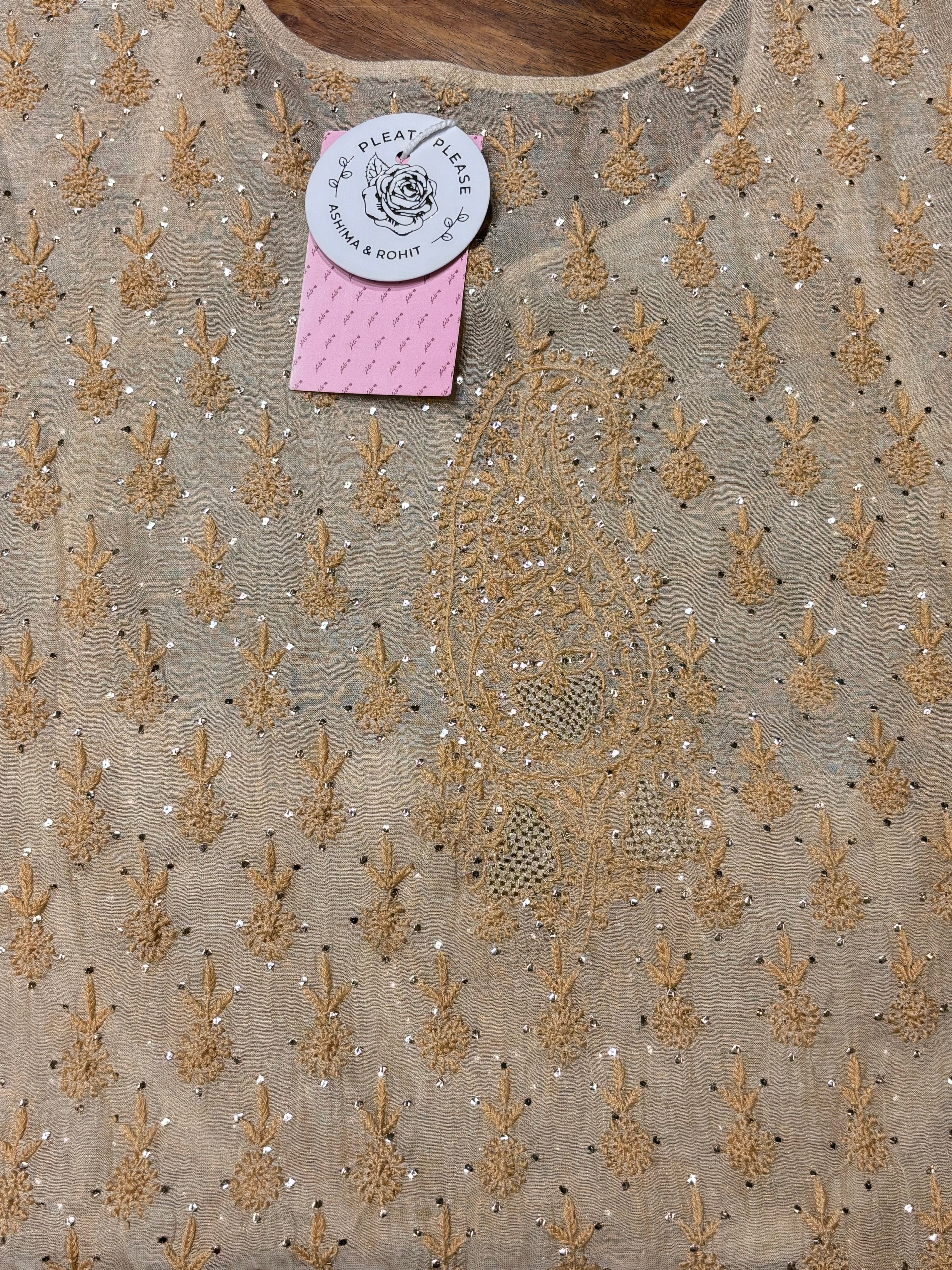 Dyeable Pure Tissue Chikankari A-Line Anarkali & Dupatta