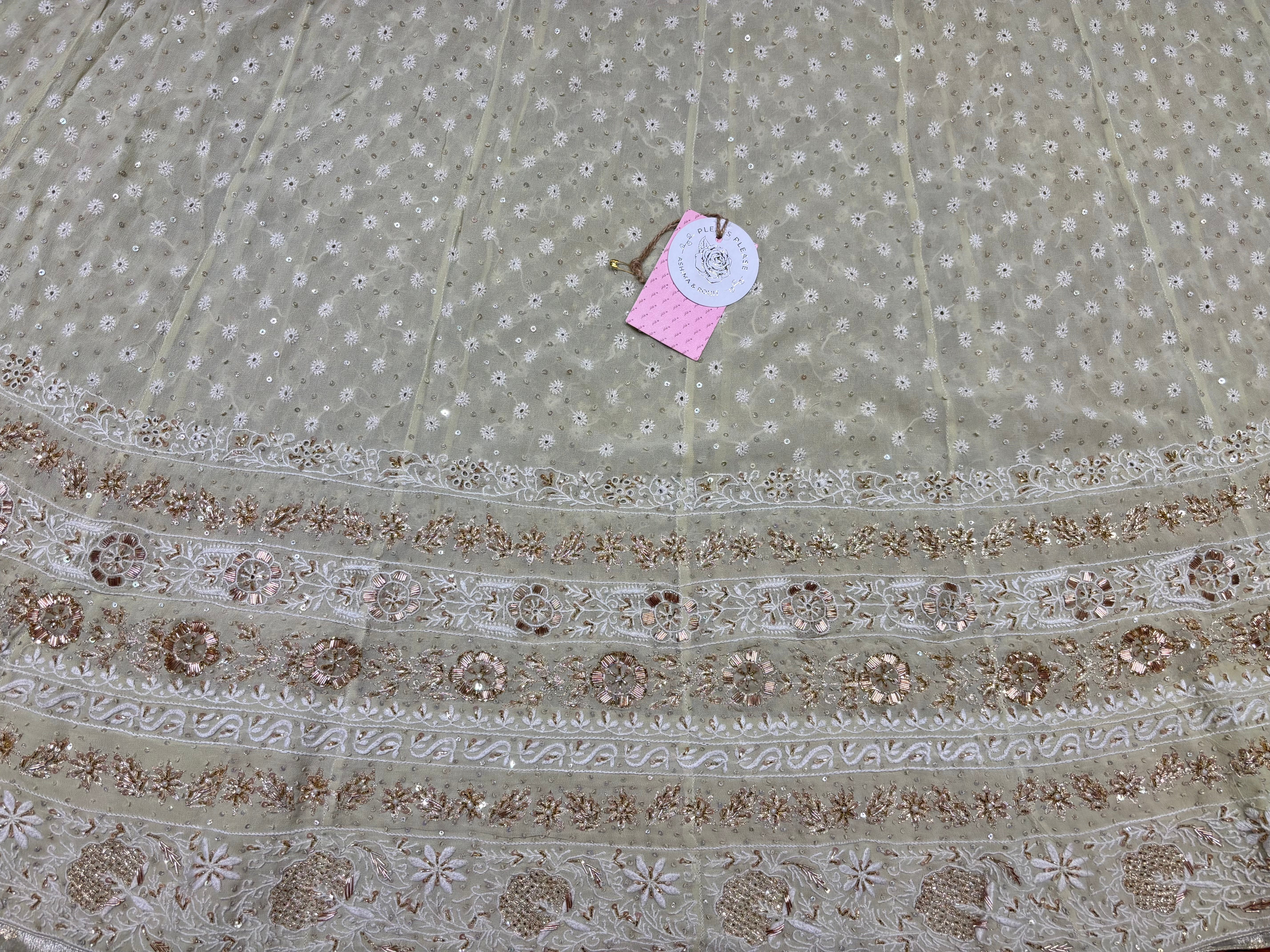 Pistachio Green Pure and Premium Georgette Chikankari Anarkali and Dupatta set