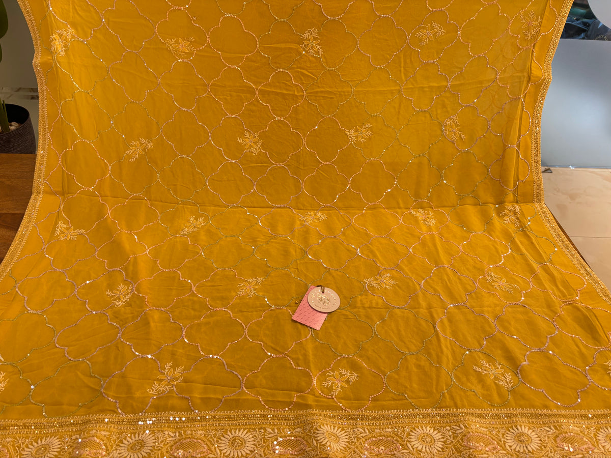 Mustard Yellow Pure & Premium Georgette Chikankari Kurta & Dupatta