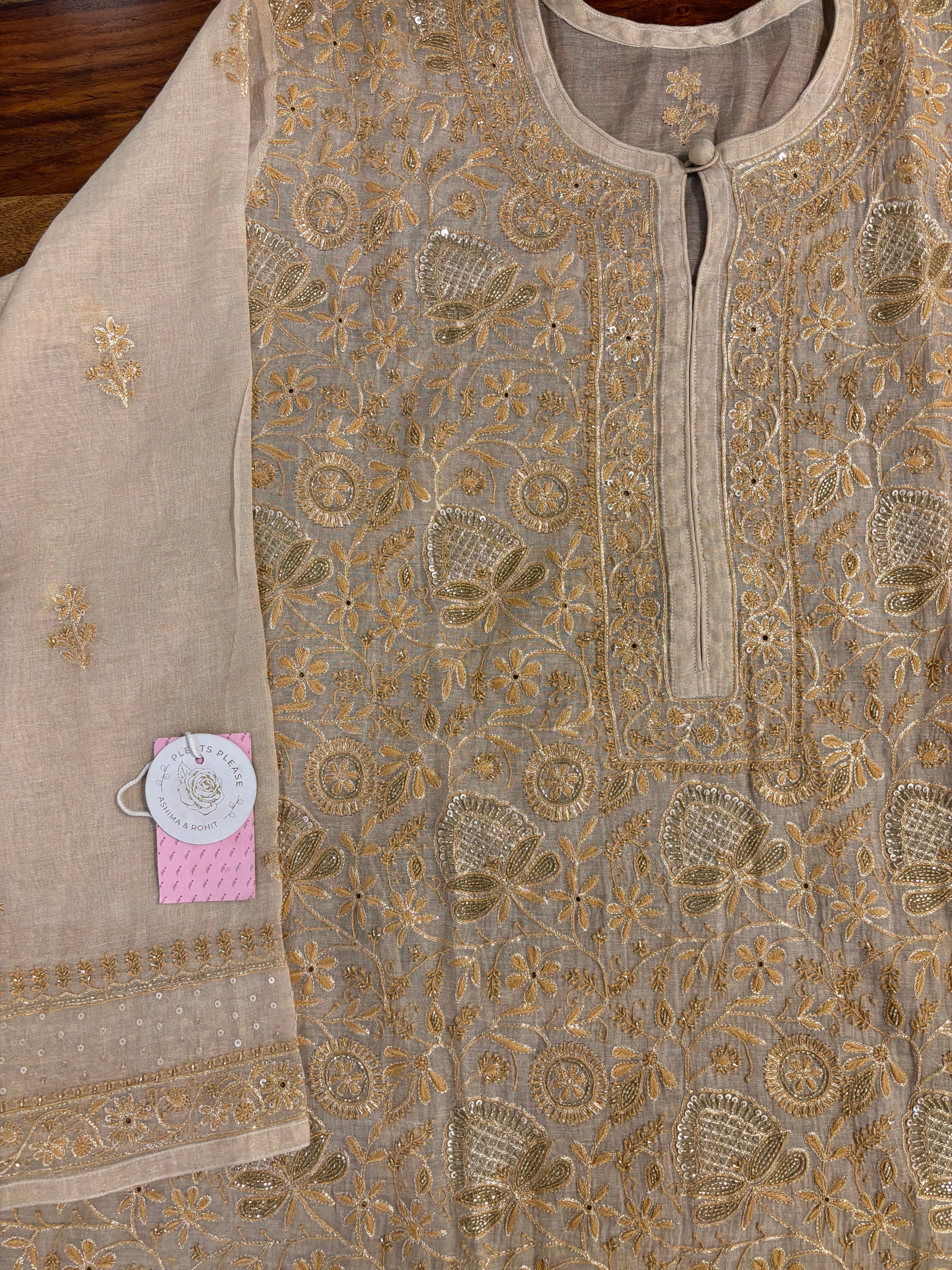 Dyeable Pure Tissue Chikankari Kurta & Dupatta