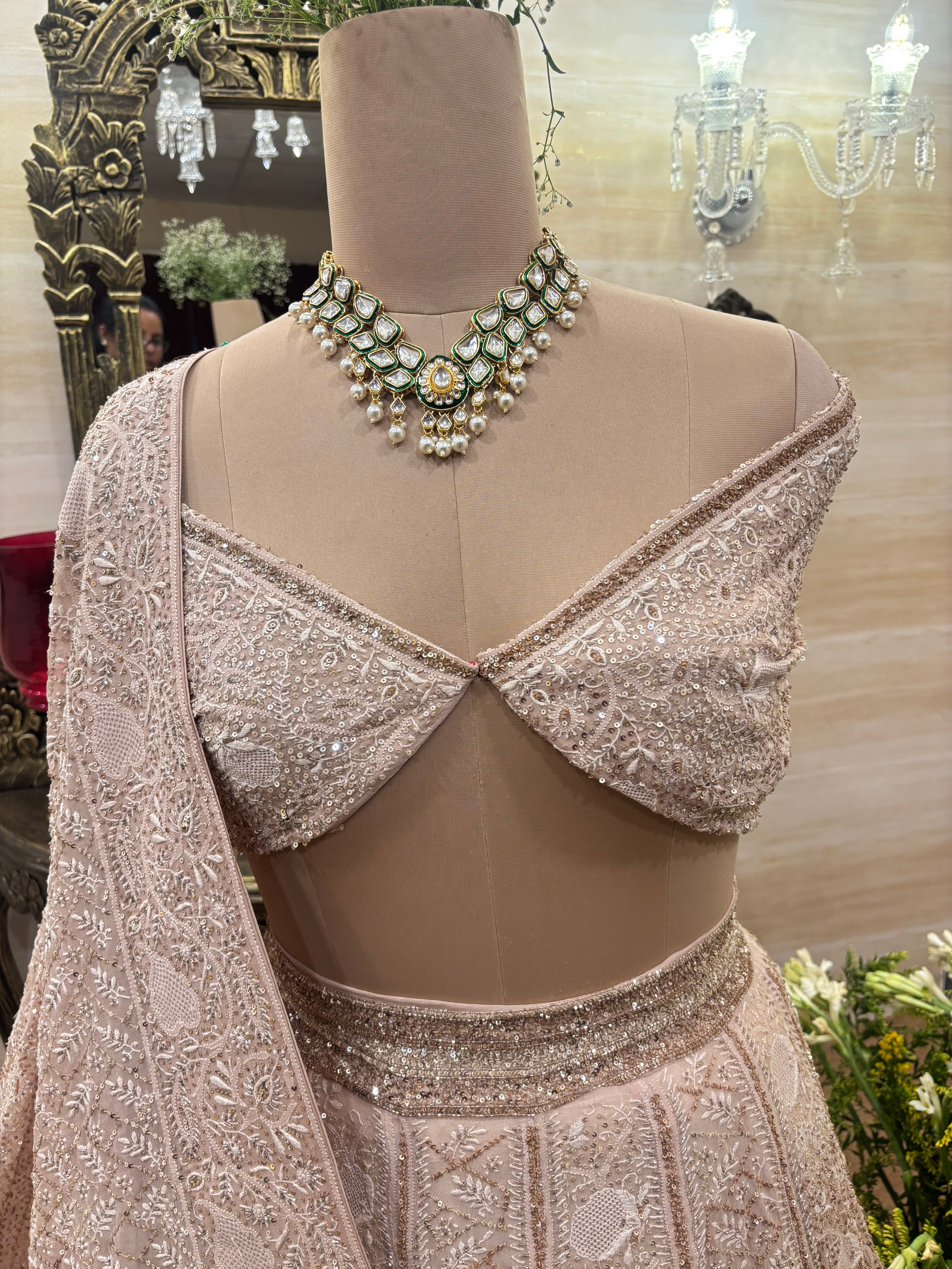 Rosy Brown Pure & Premium Georgette Chikankari Lehenga Set