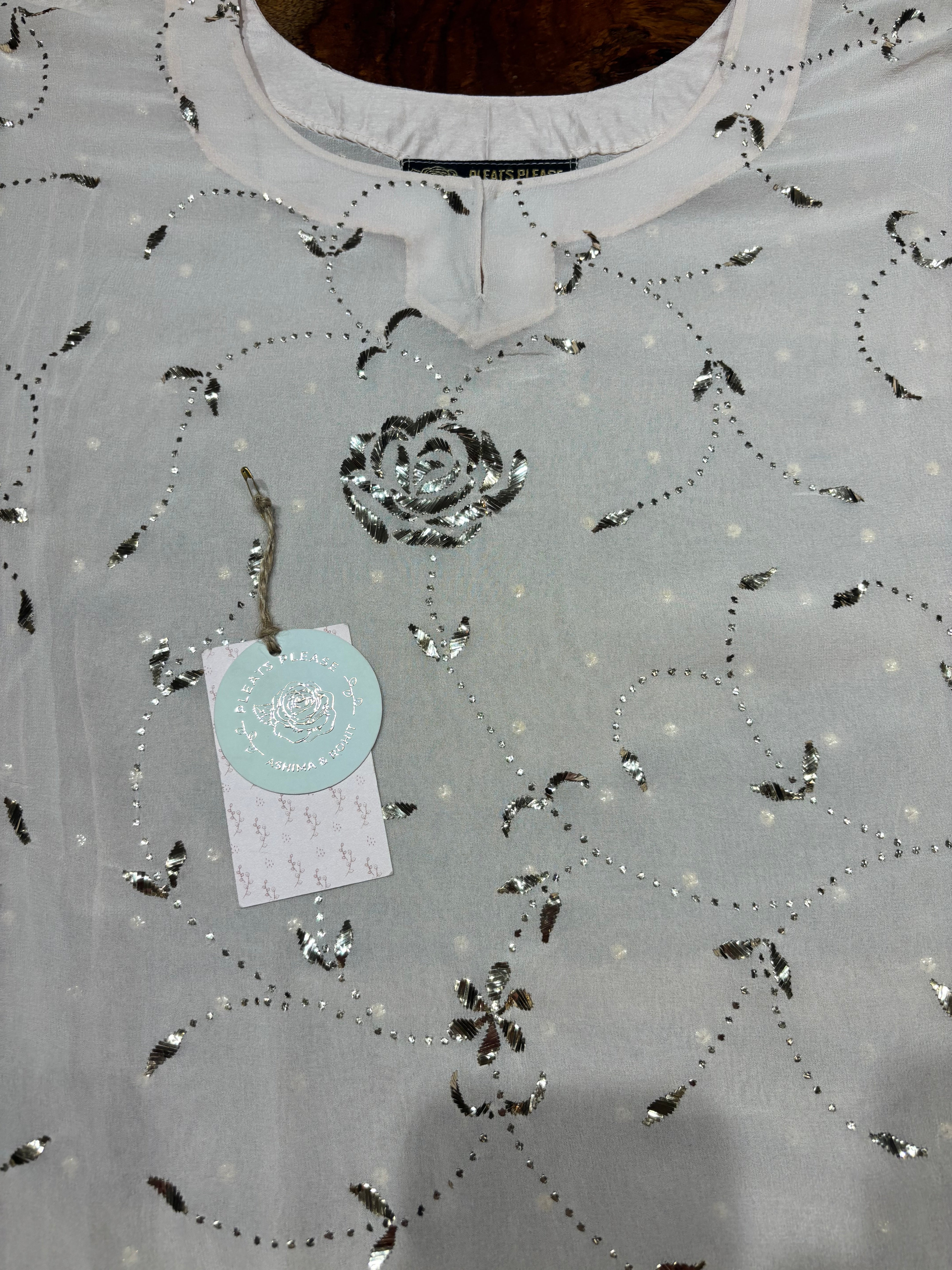 Peach Pure And Premium Georgette Mukaish Kurta And Dupatta Set