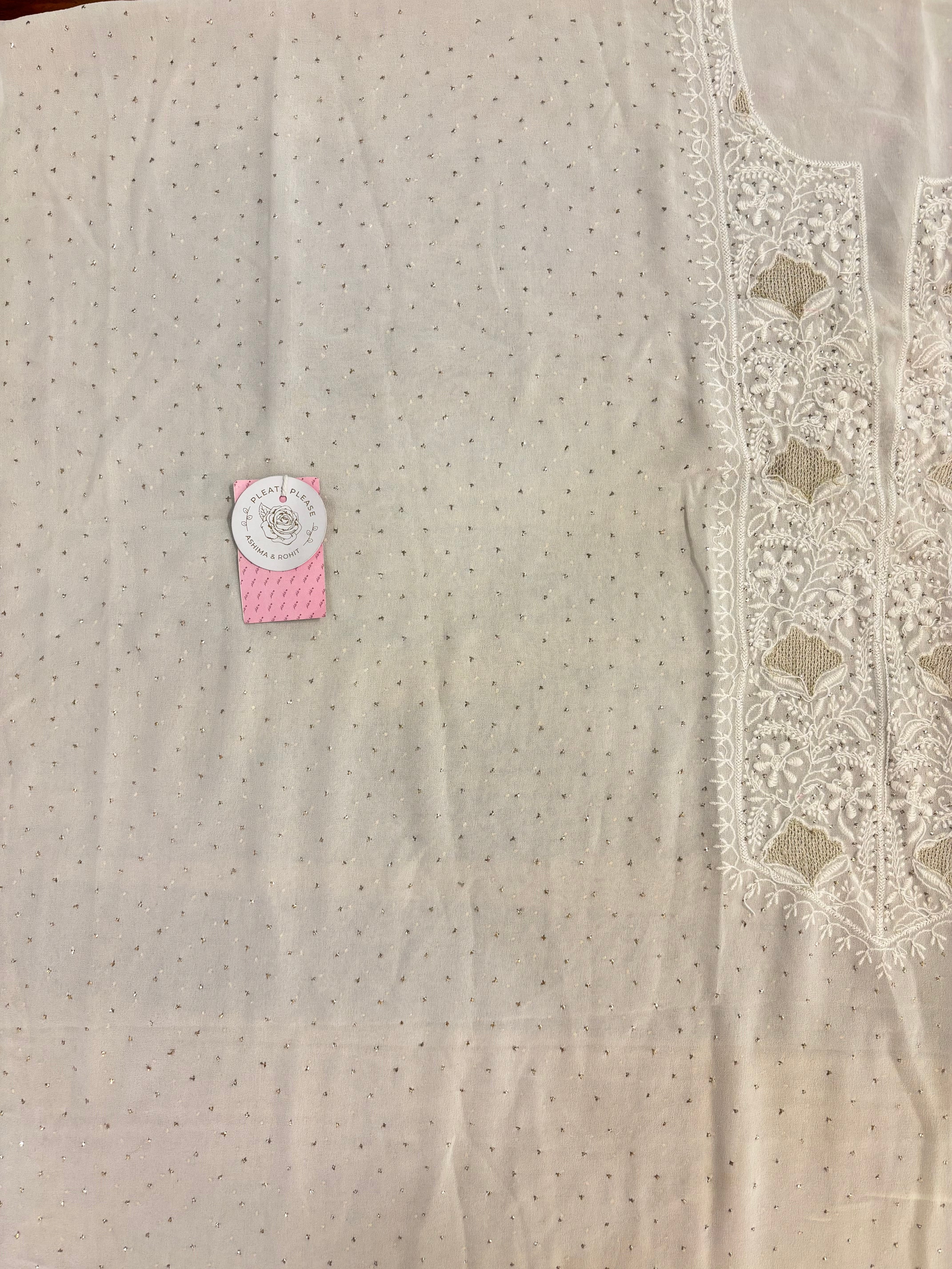 Dyeable Pure & Premium Georgette Mukaish Chikankari Kaftan