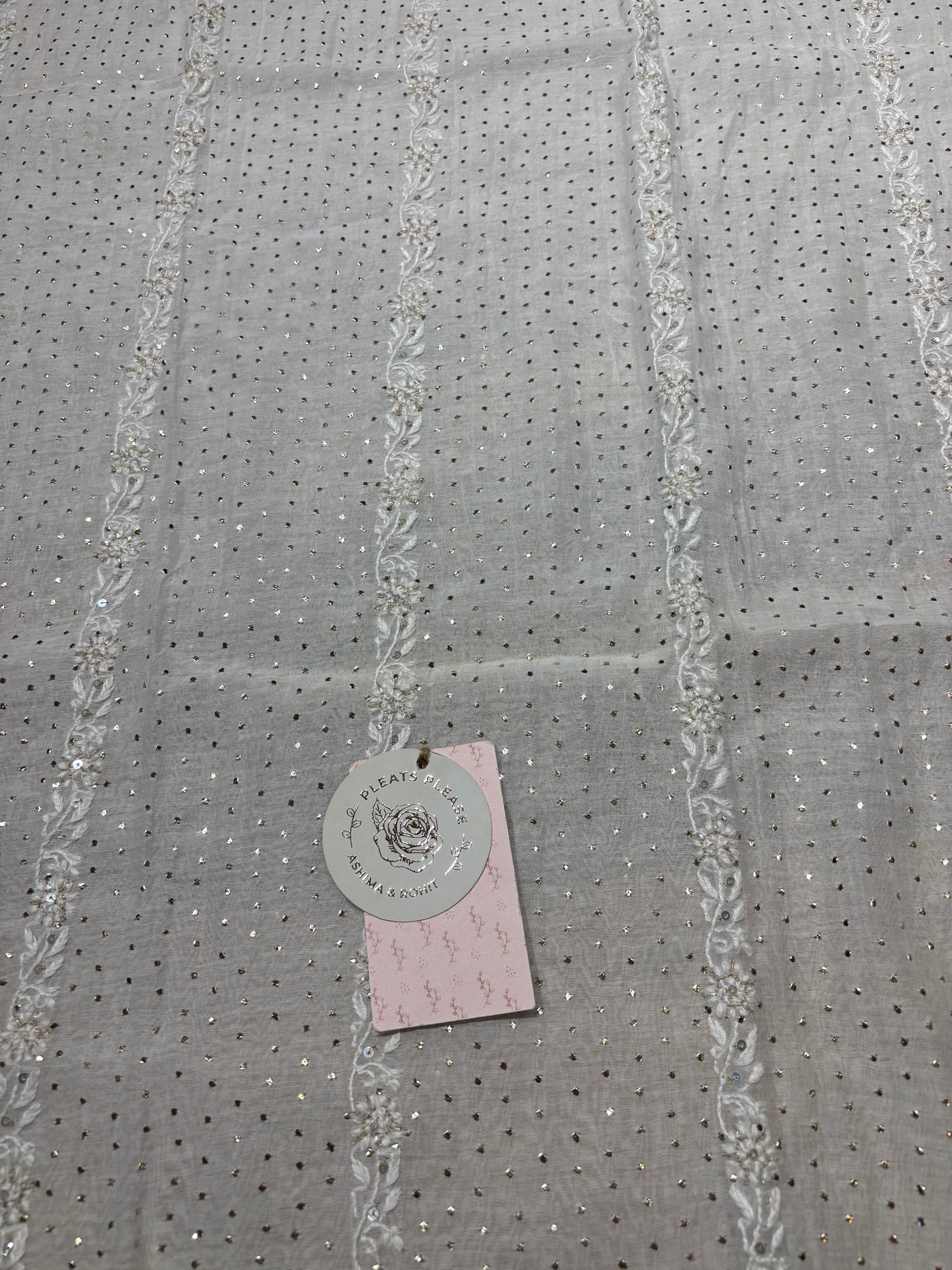 Dyeable Chanderi Mul Chikankari And Mukaish Kurta And Dupatta Set