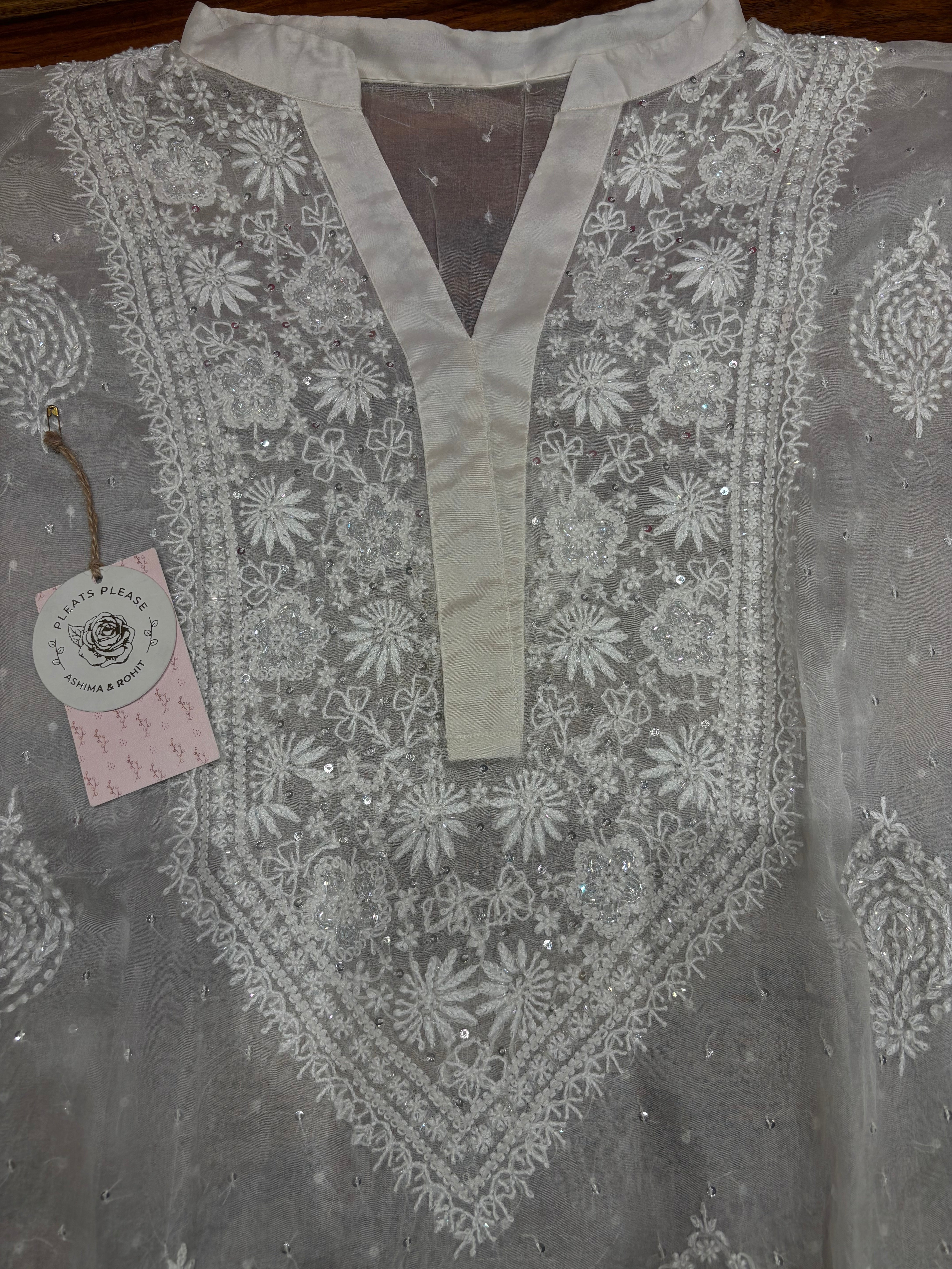 Dyeable Chikankari Organza Co-ord set