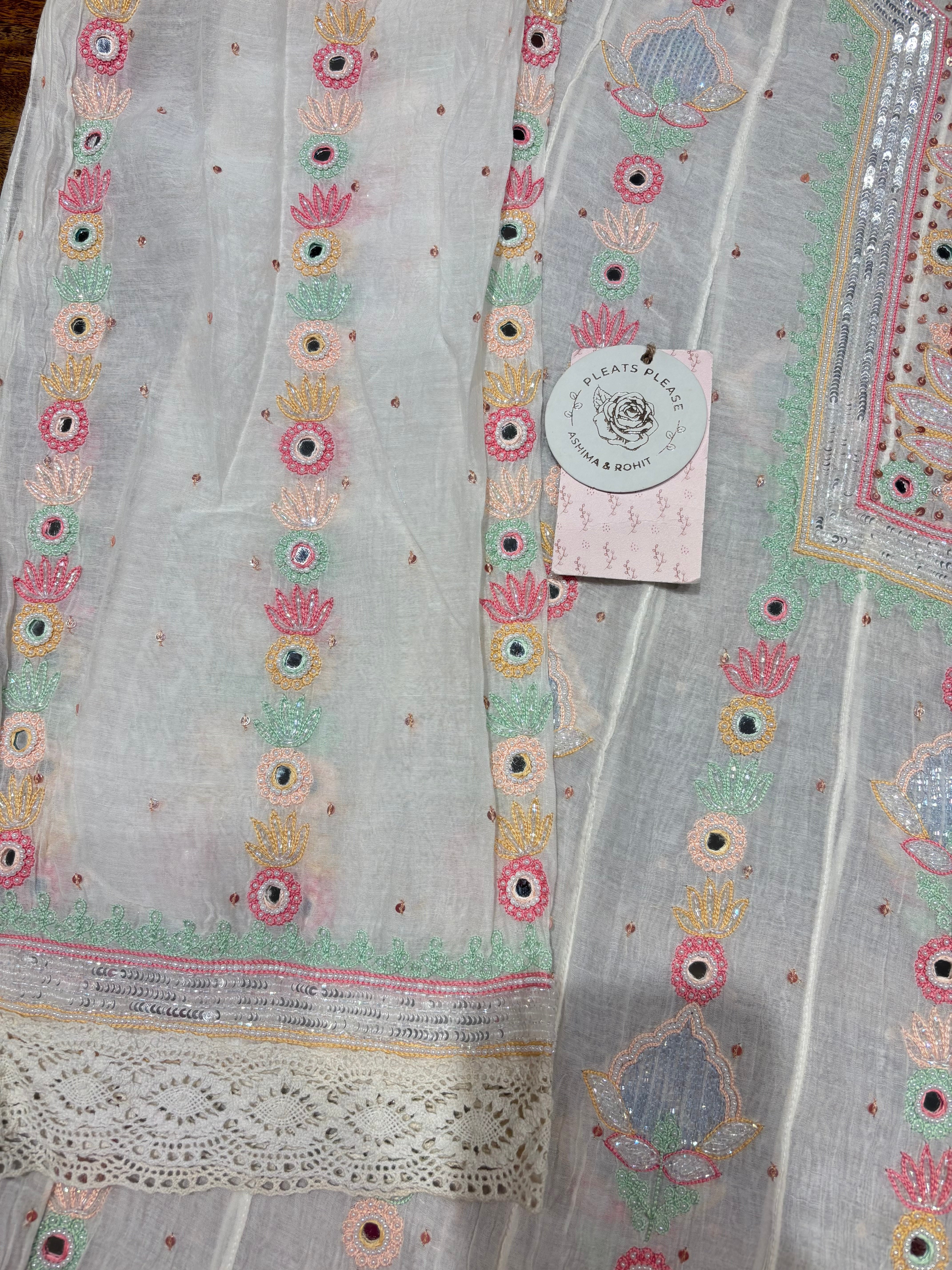 Dyeable Chanderi Mul Chikankari Kurta & Dupatta Set