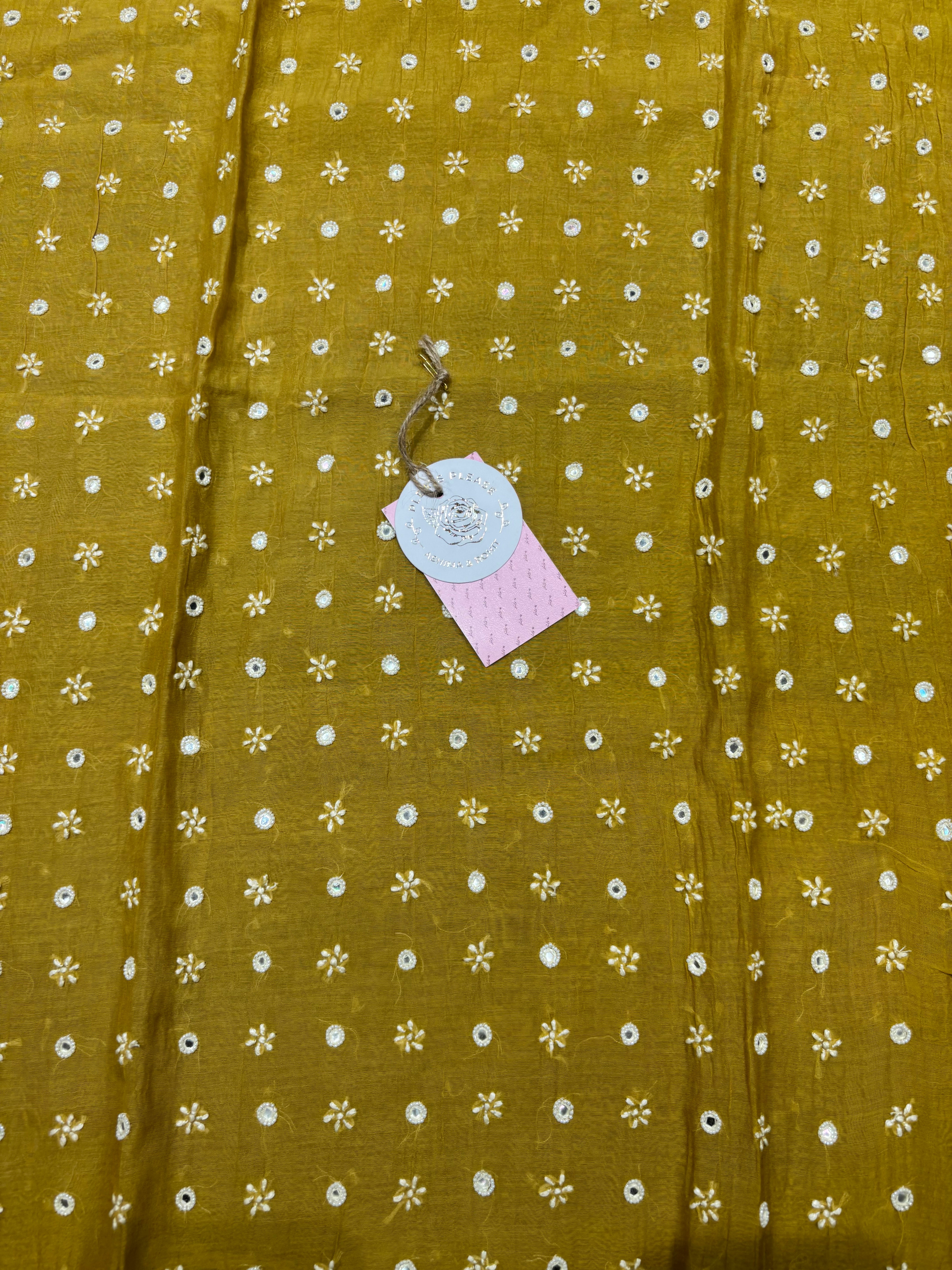 Mustard Chanderi Mul Chikankari Kurta and Dupatta Set