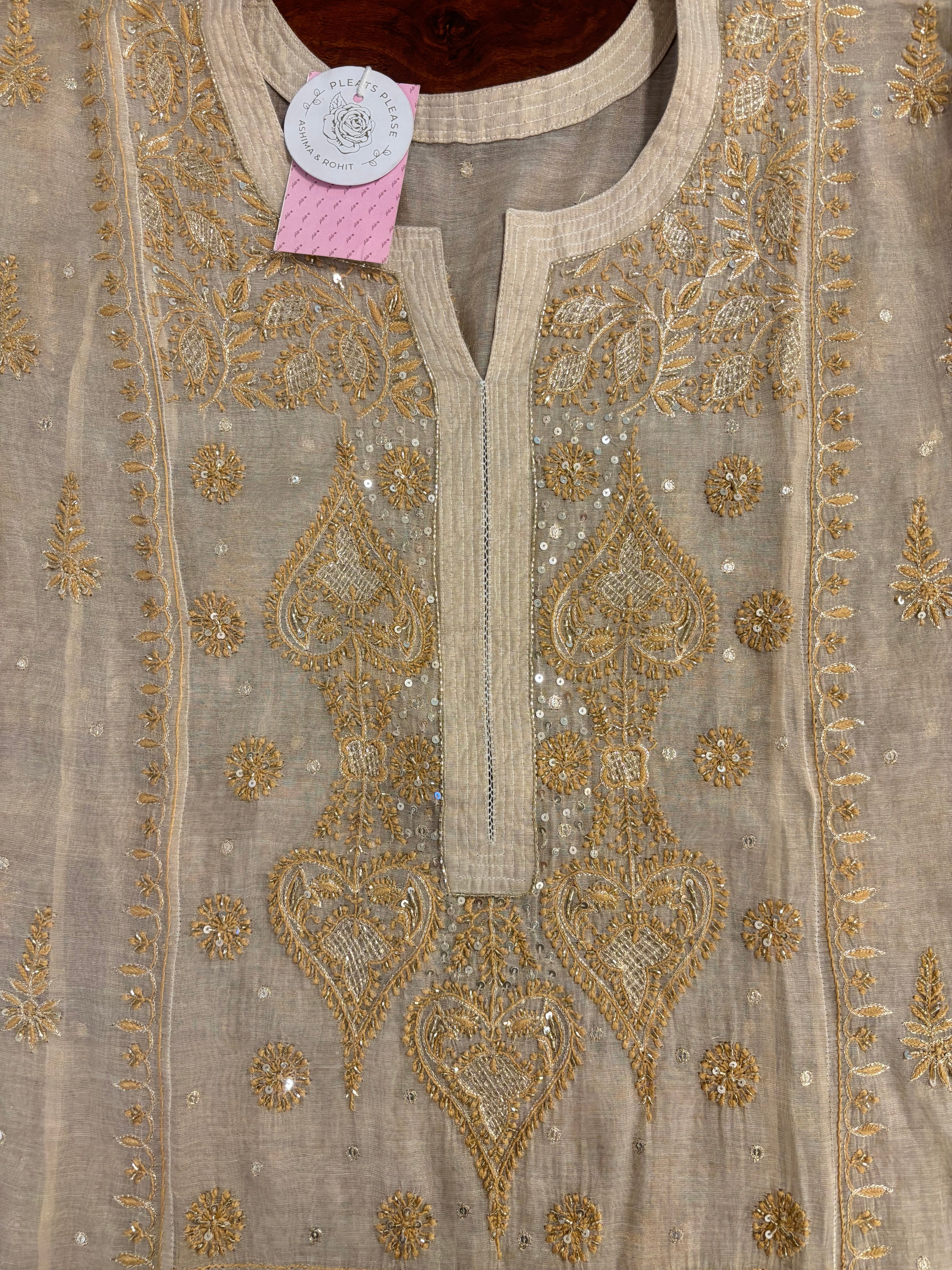 Dyeable Pure & Premium Tissue Chand Boota Chikankari Kurta & Dupatta