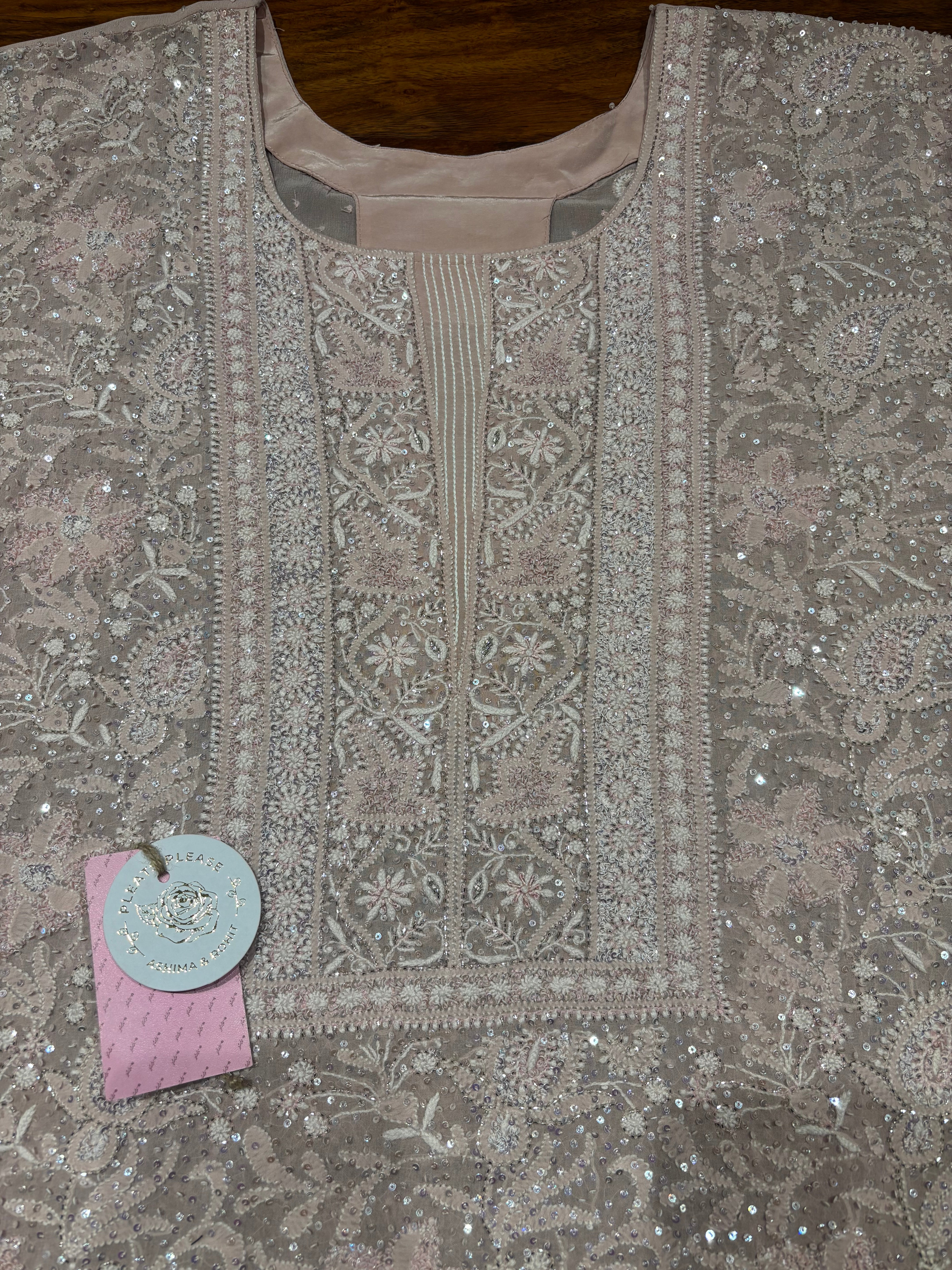 Dusty Pink Pure & Premium Georgette Chikankari Kurta & Dupatta Set