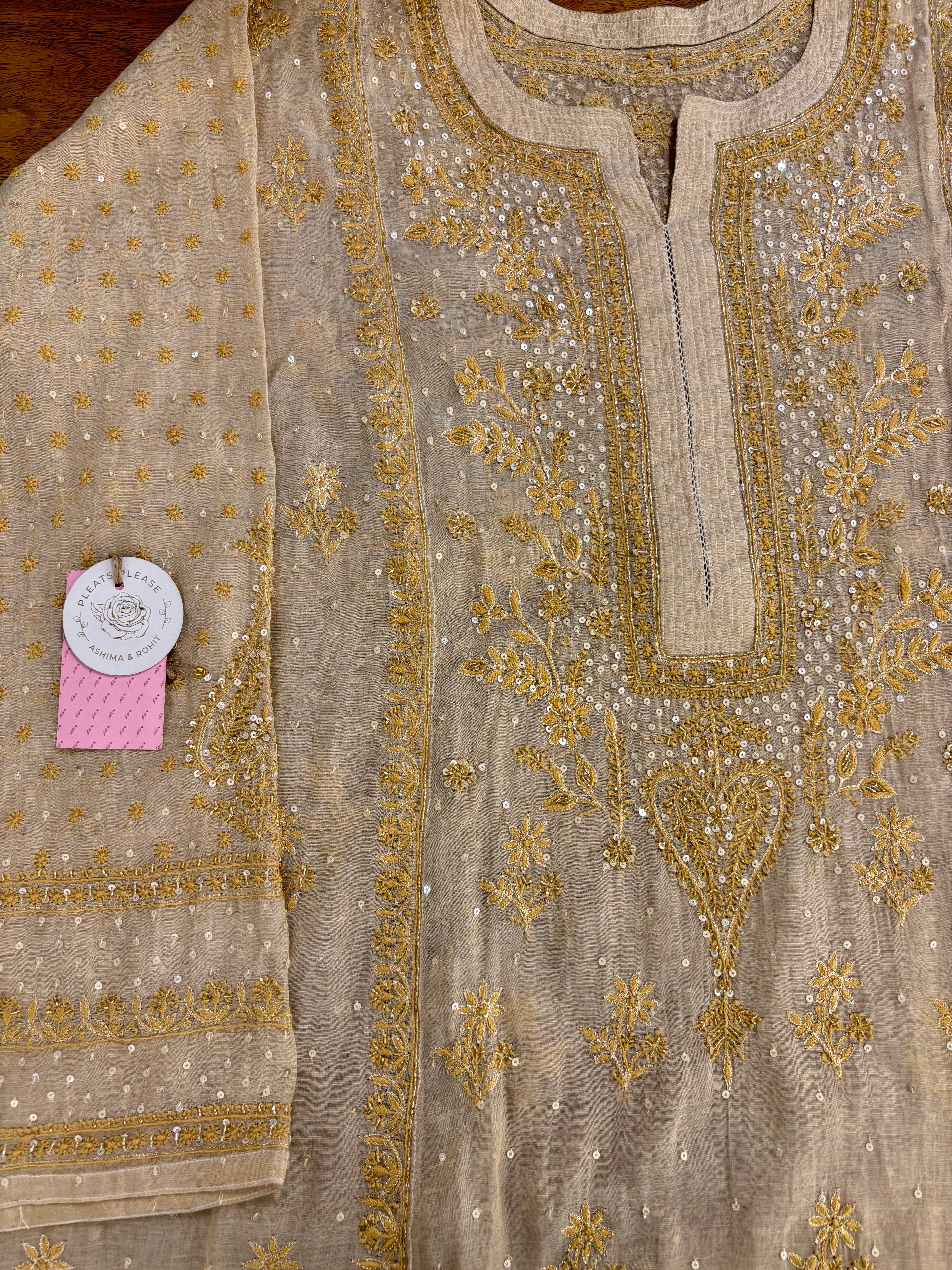 Dyeable Pure & Premium Tissue Chikankari Kurta & Dupatta