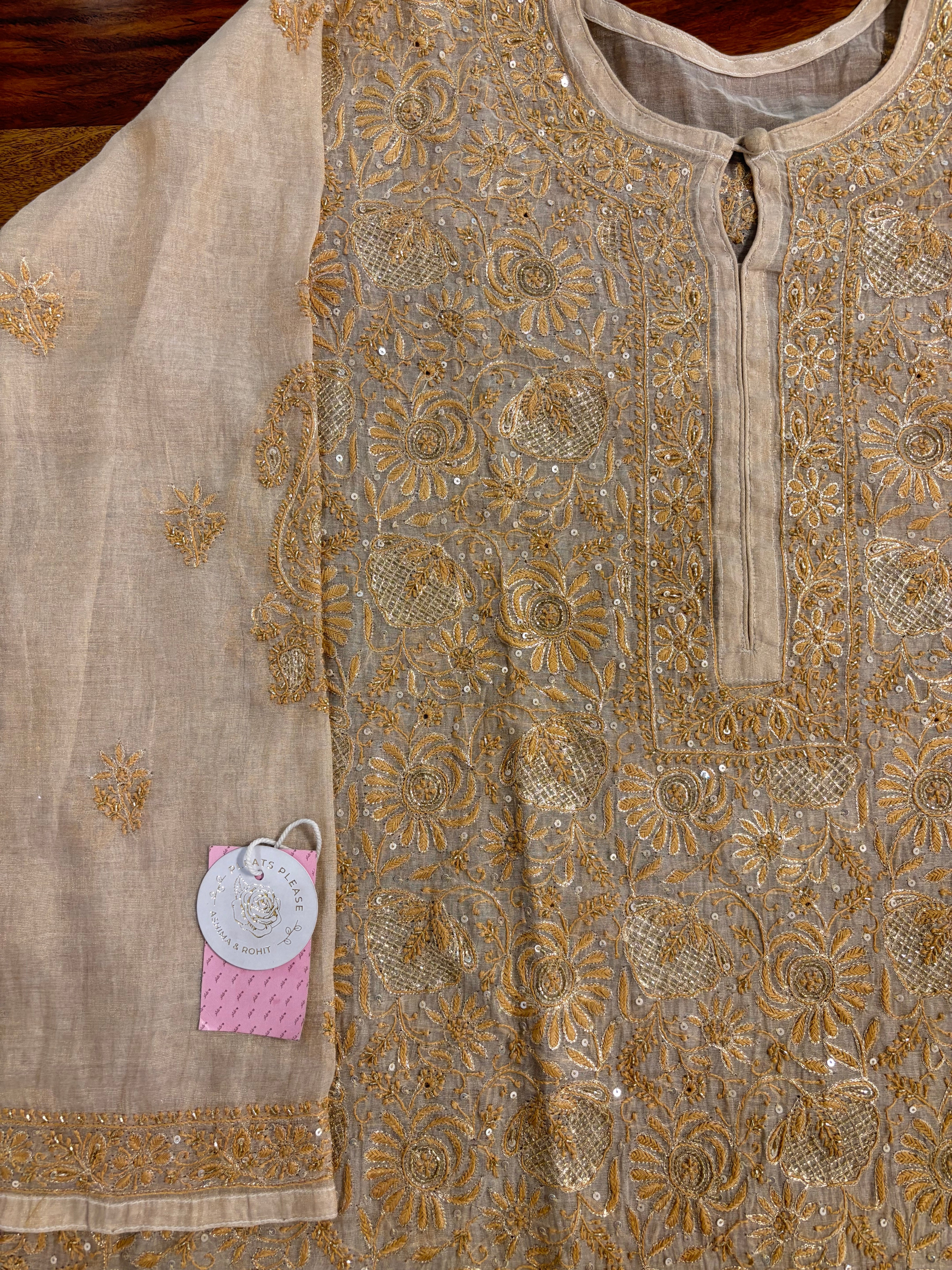 Dyeable Pure Tissue Chikankari Kurta & Dupatta