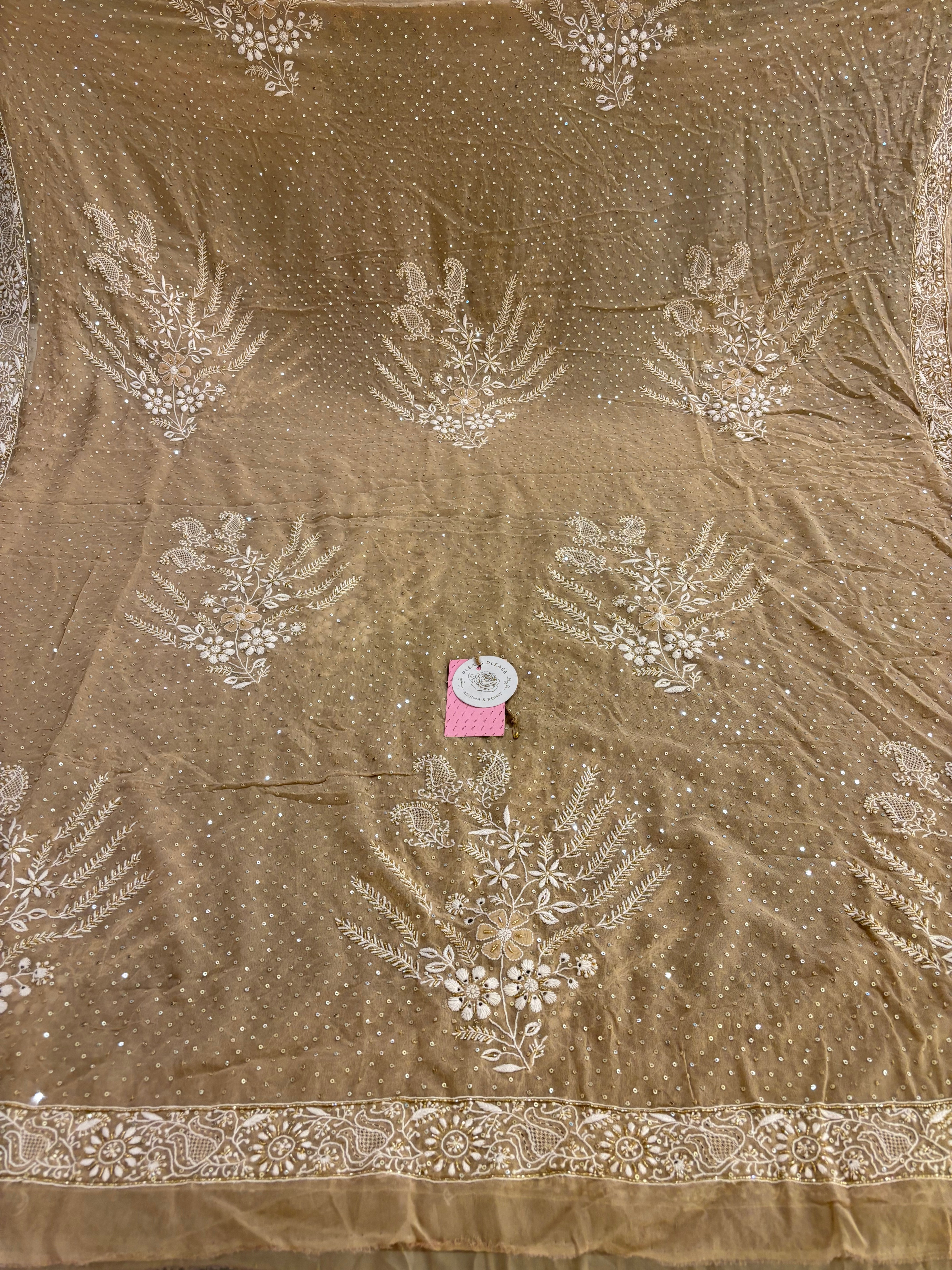 Taupe Pure & Premium Georgette Chikankari Kurta & Dupatta