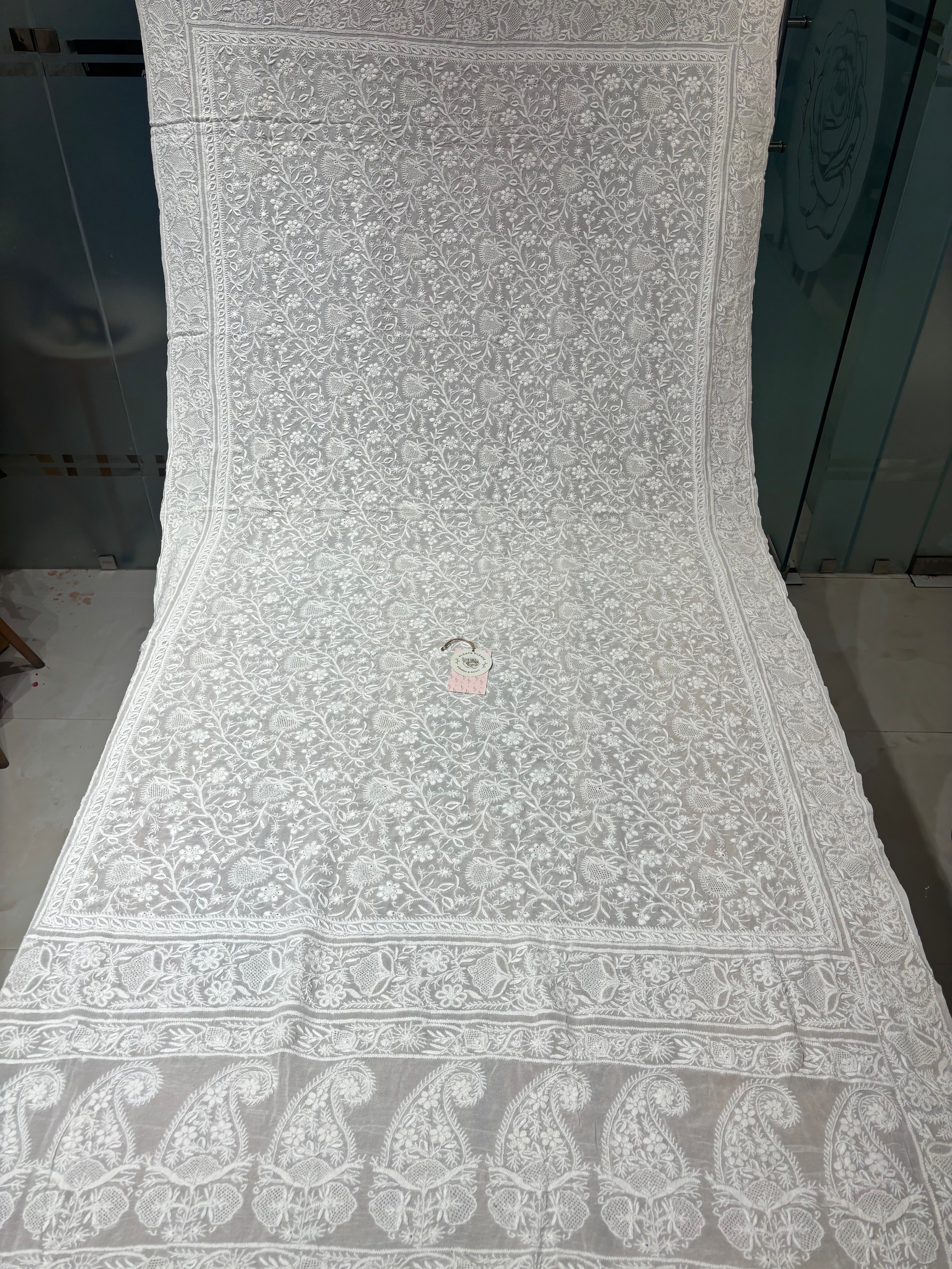 Dyeable Pure & Premium Georgette Chikankari Dupatta