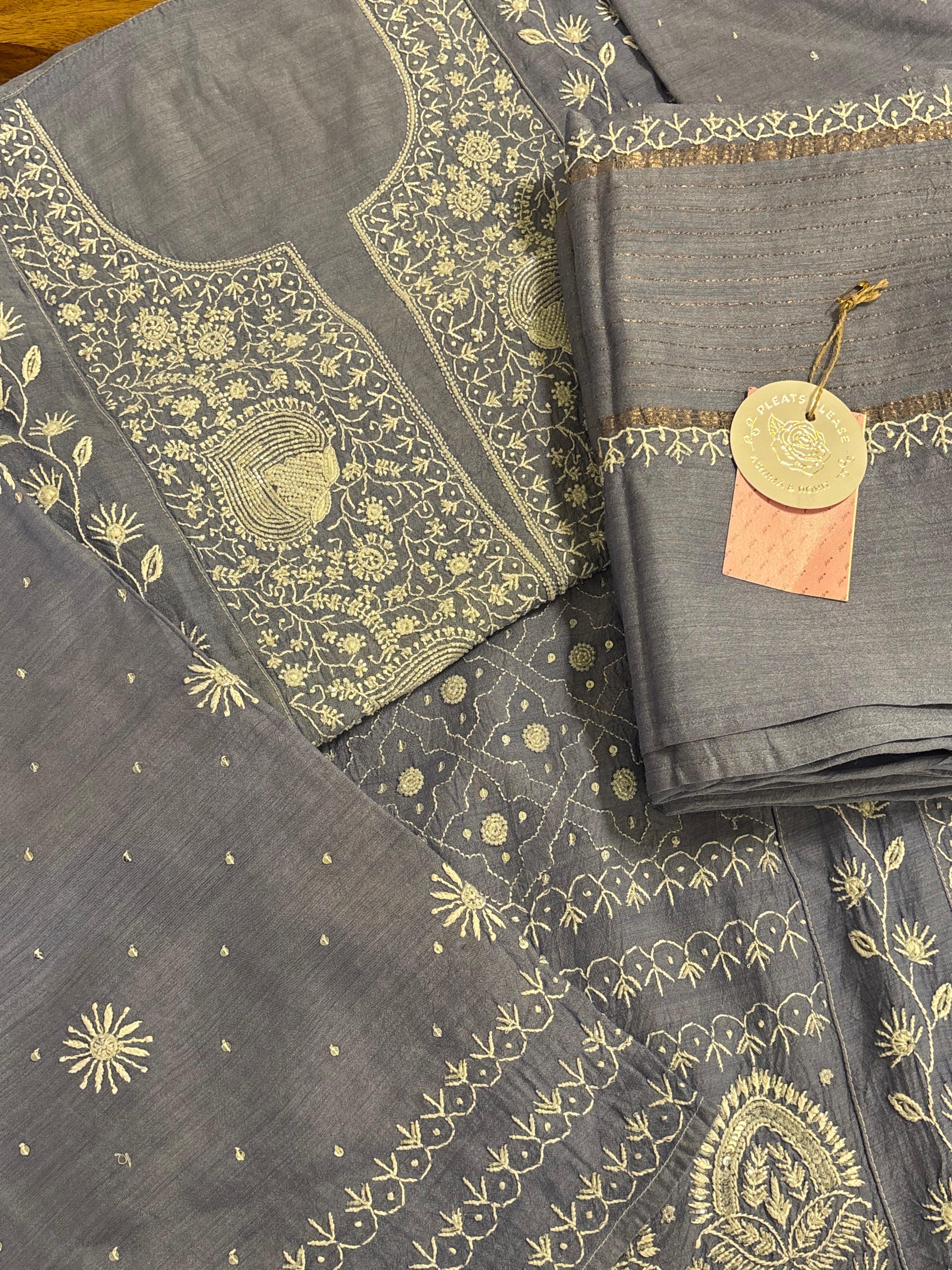 Powder blue Chikankari Kurta Dupatta Set