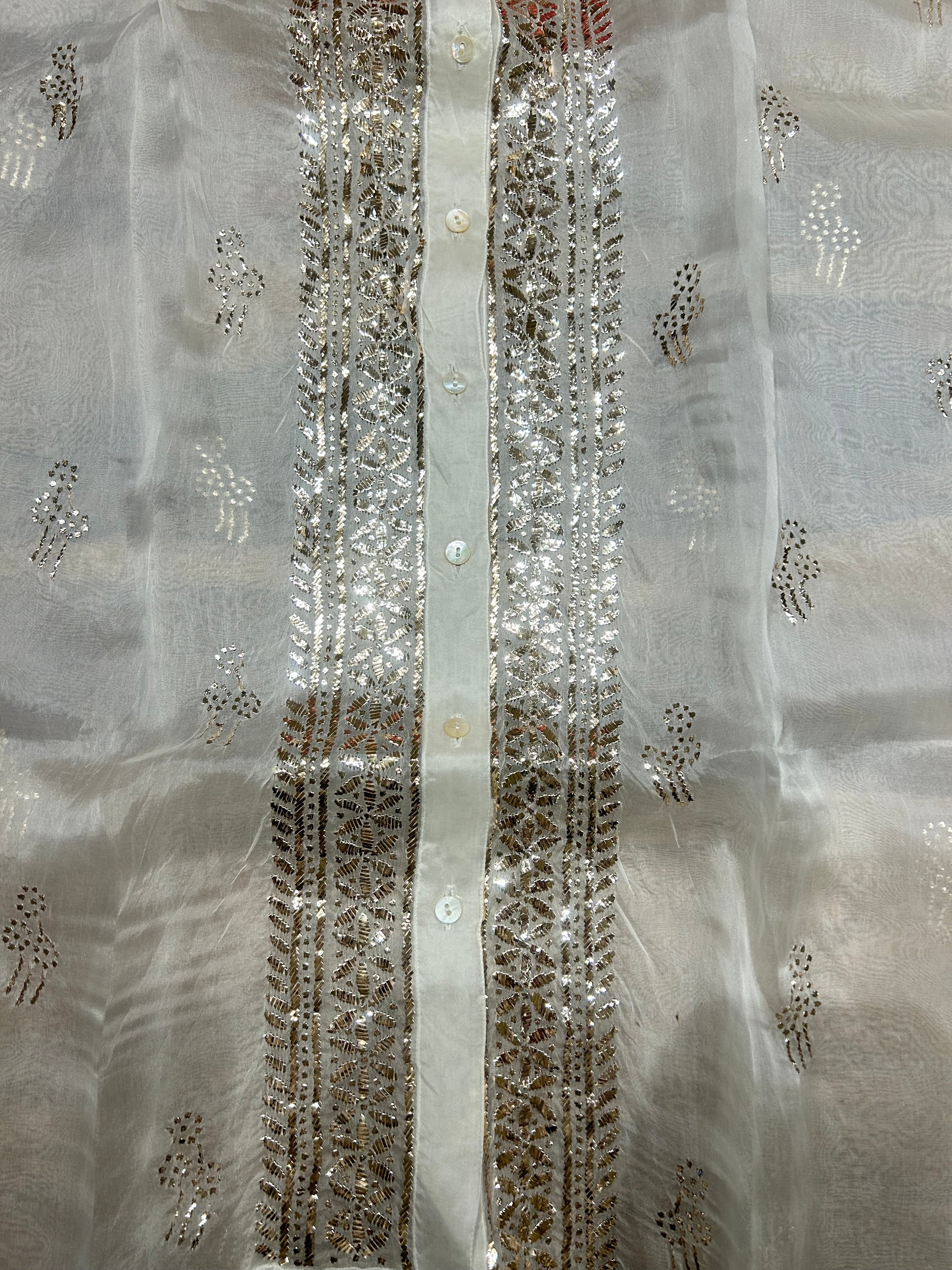 Dyeable Organza Mukaish Co-ord set
