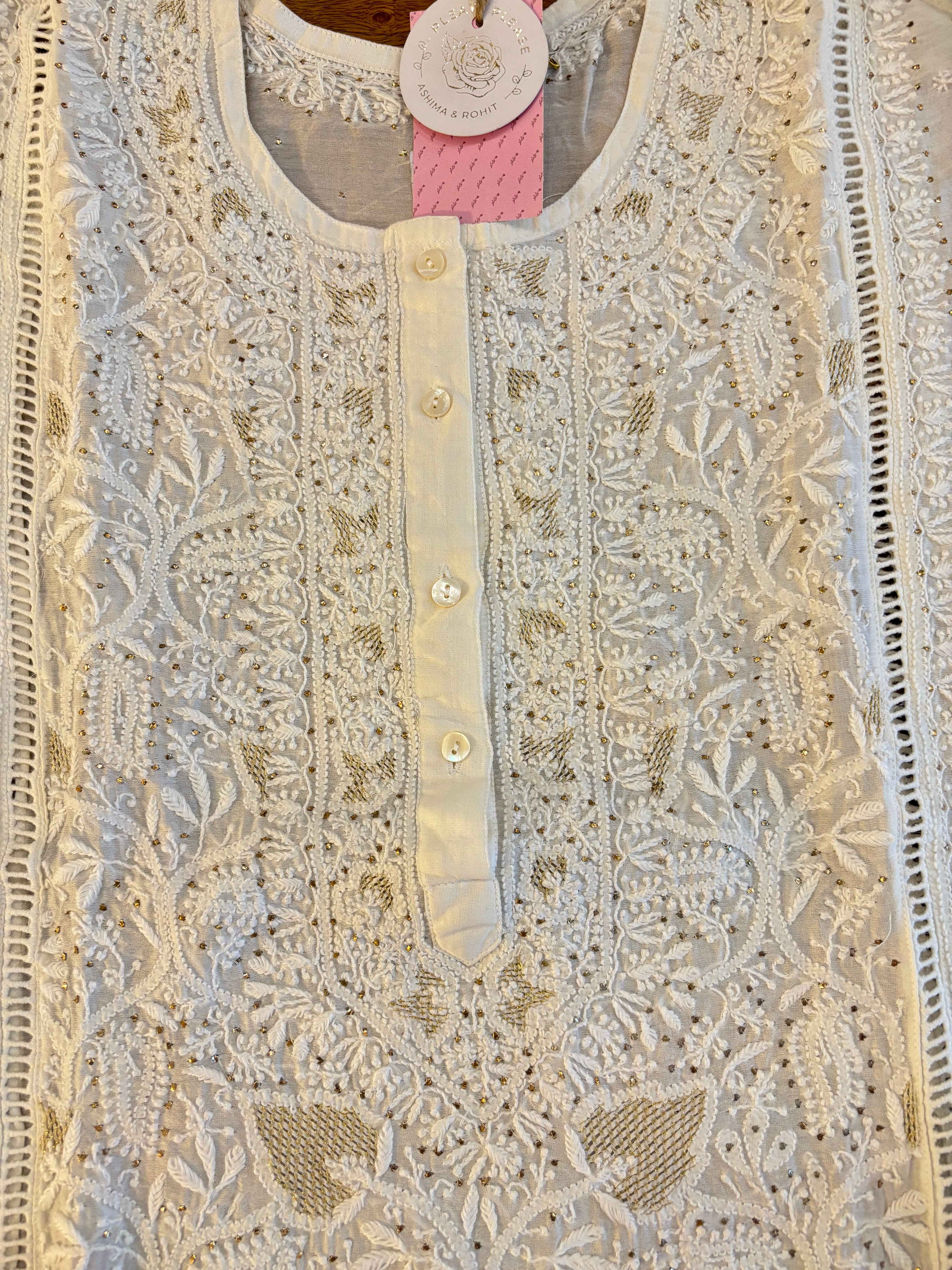 Dyeable Chanderi Chikankari Mukaish Kurta & Dupatta