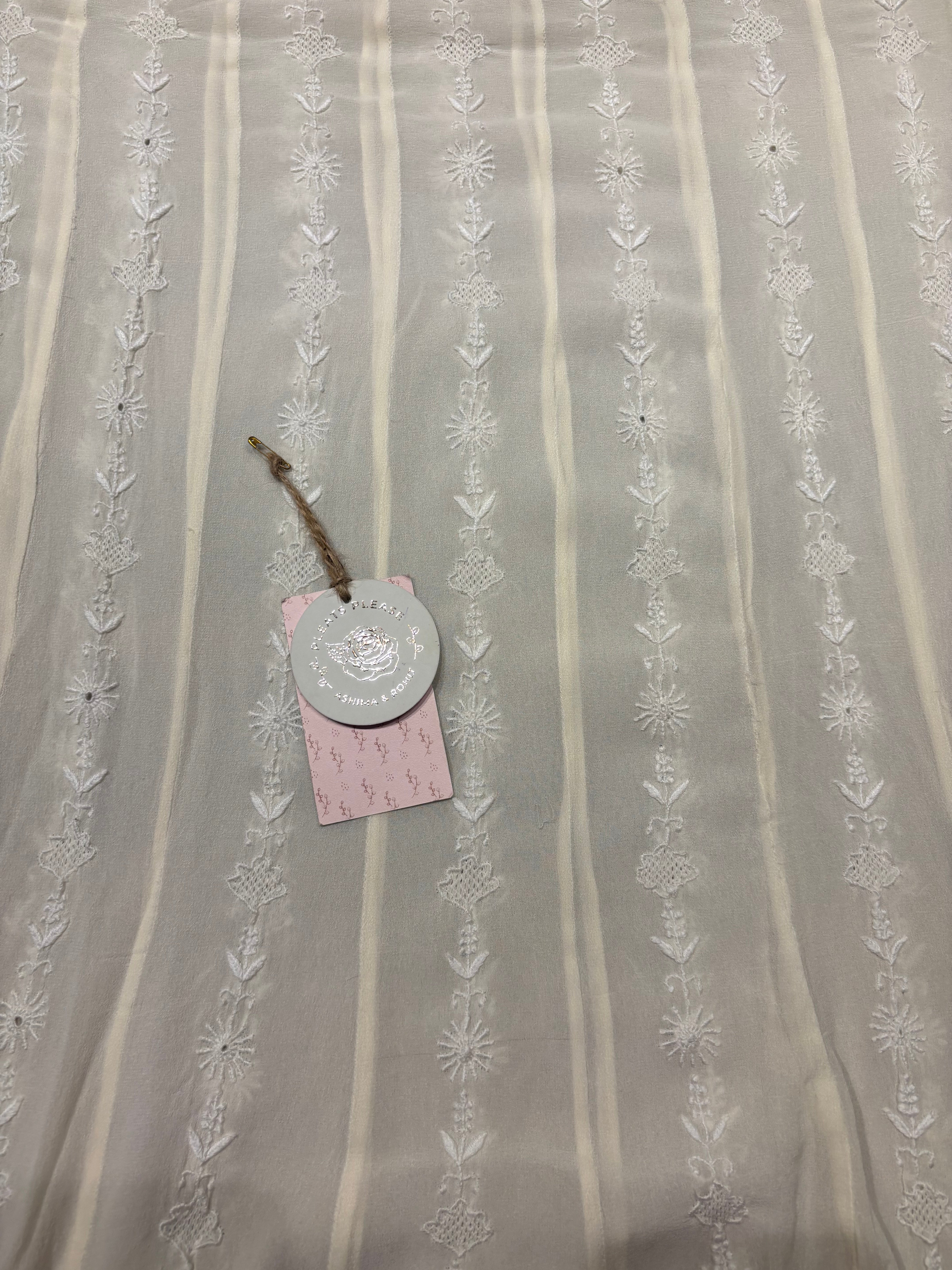 Off White Pure And Premium Georgette Chikankari Anarkali And Dupatta Set