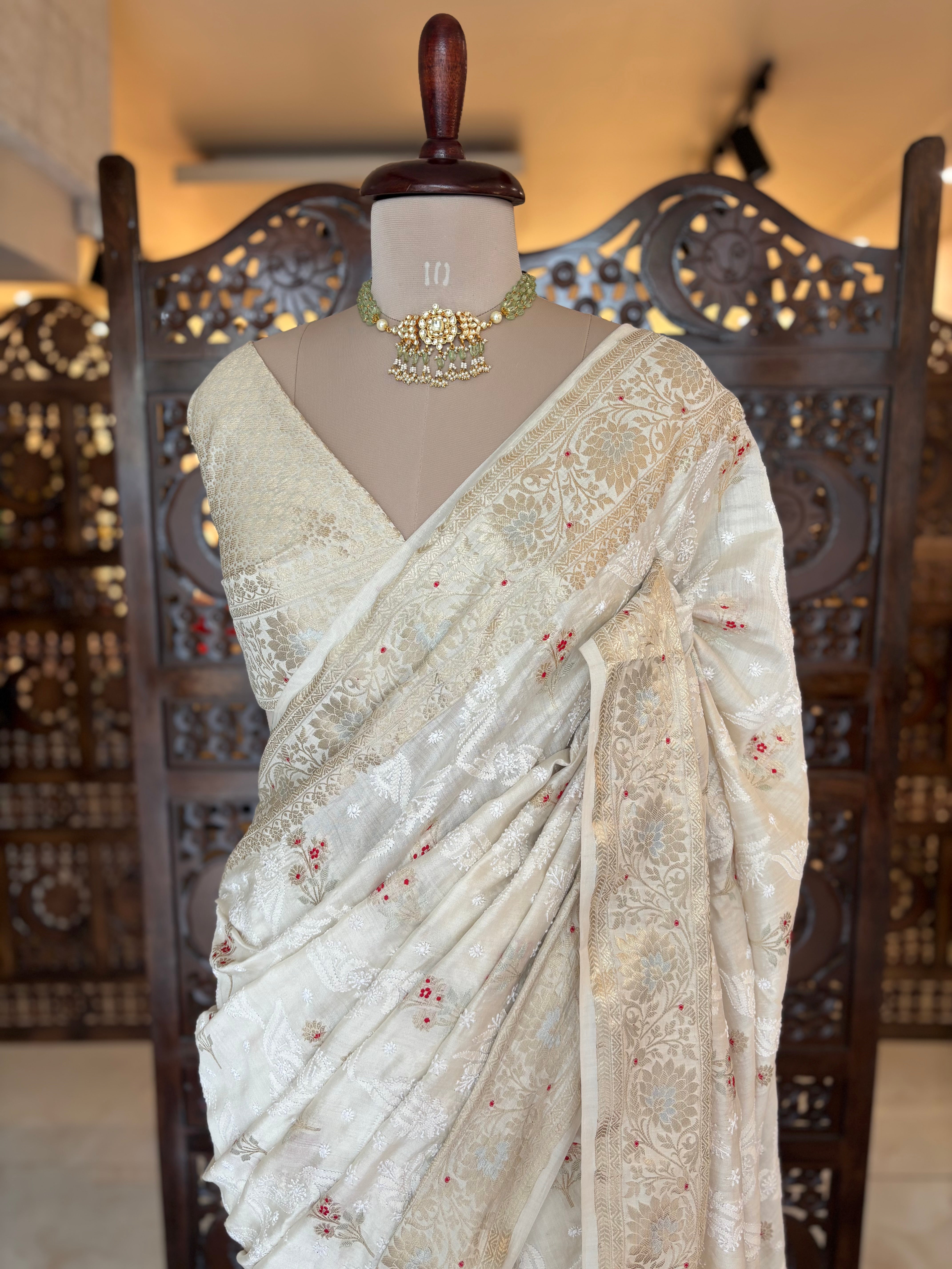 Dyeable Silk Chikankari Saree