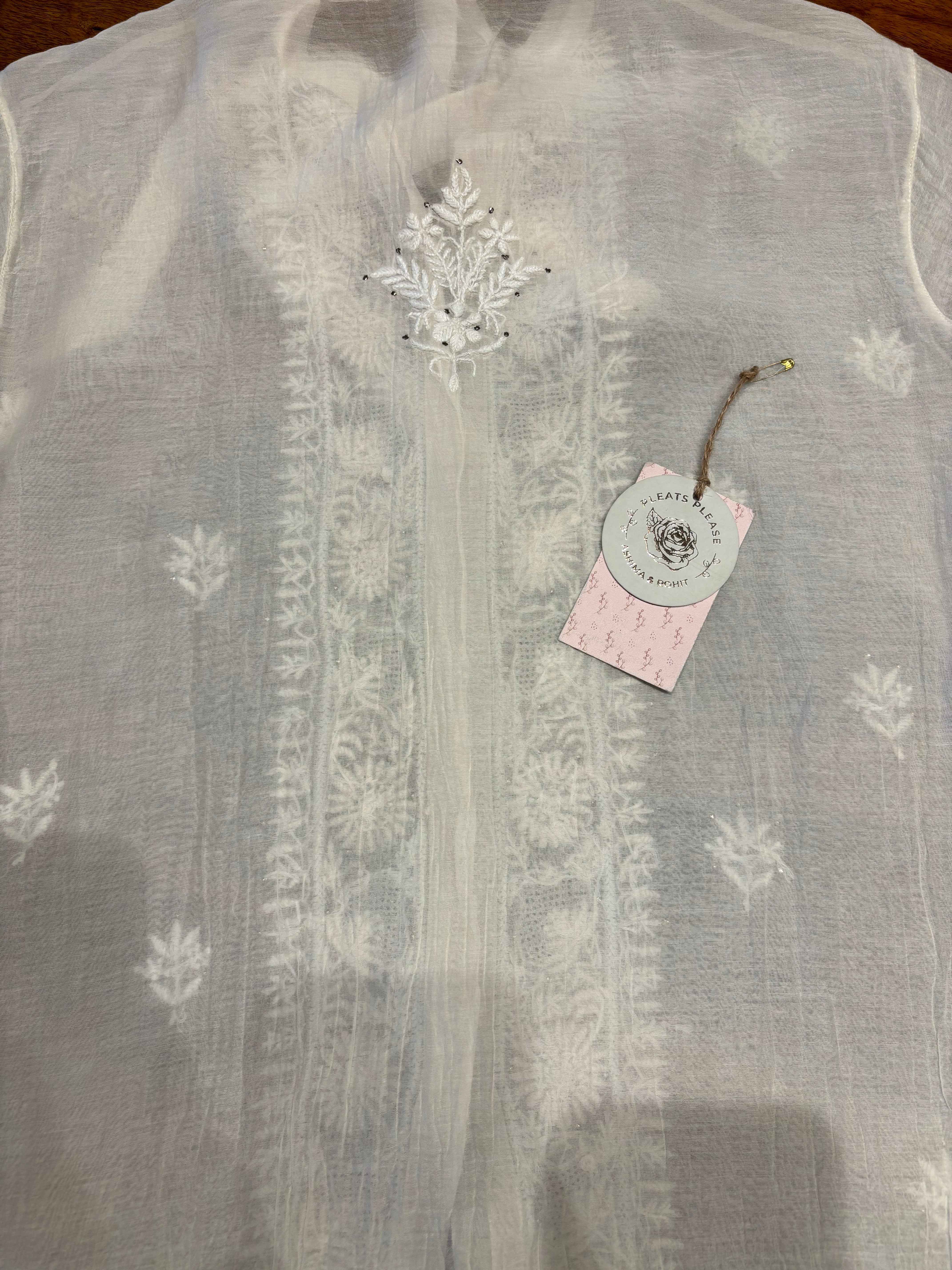 Dyeable Chanderi Silk Chikankari Shirt - Pleats PleaseChikankari