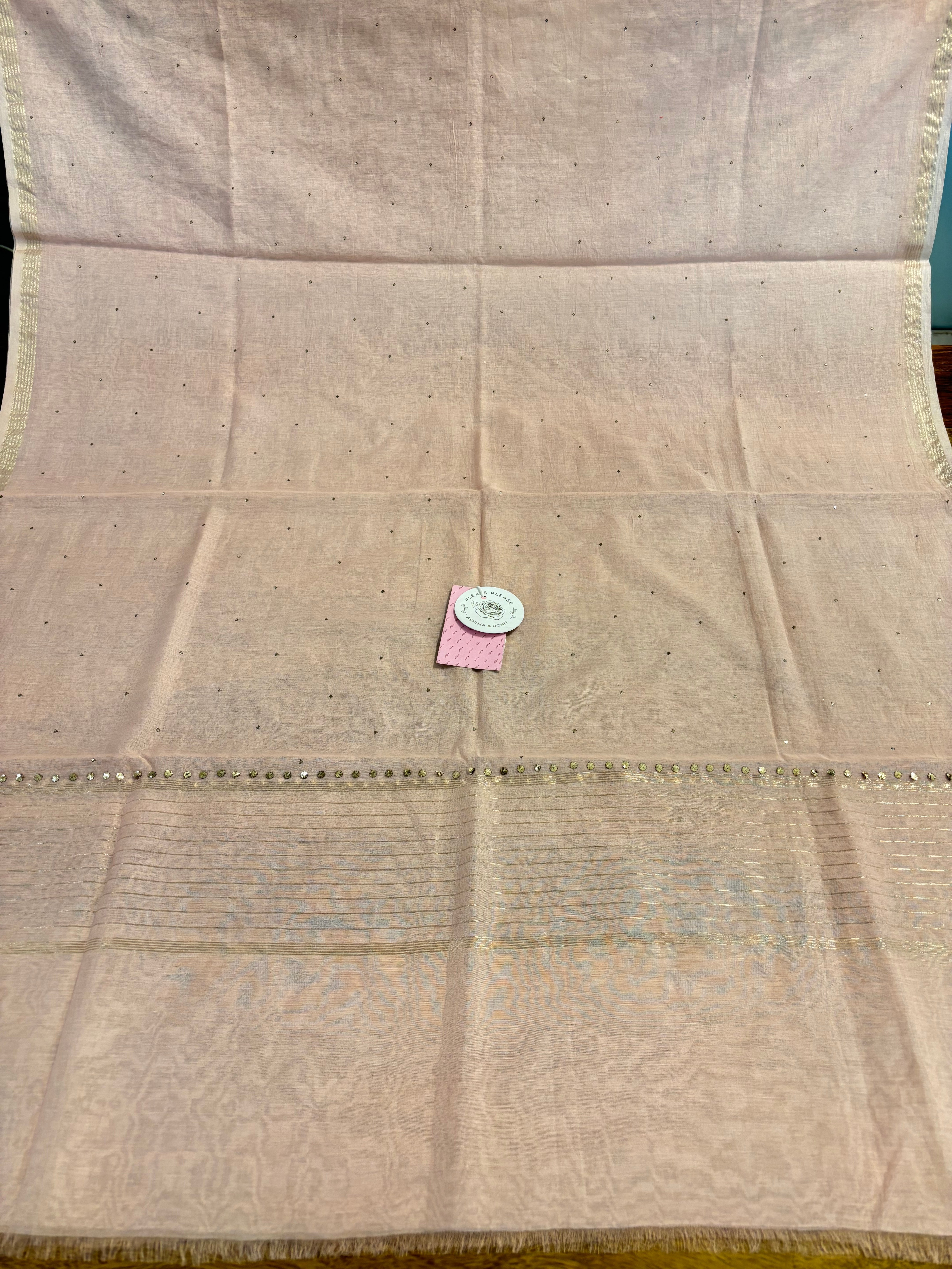 Peach Chanderi A-Line Mukaish Kurta & Dupatta