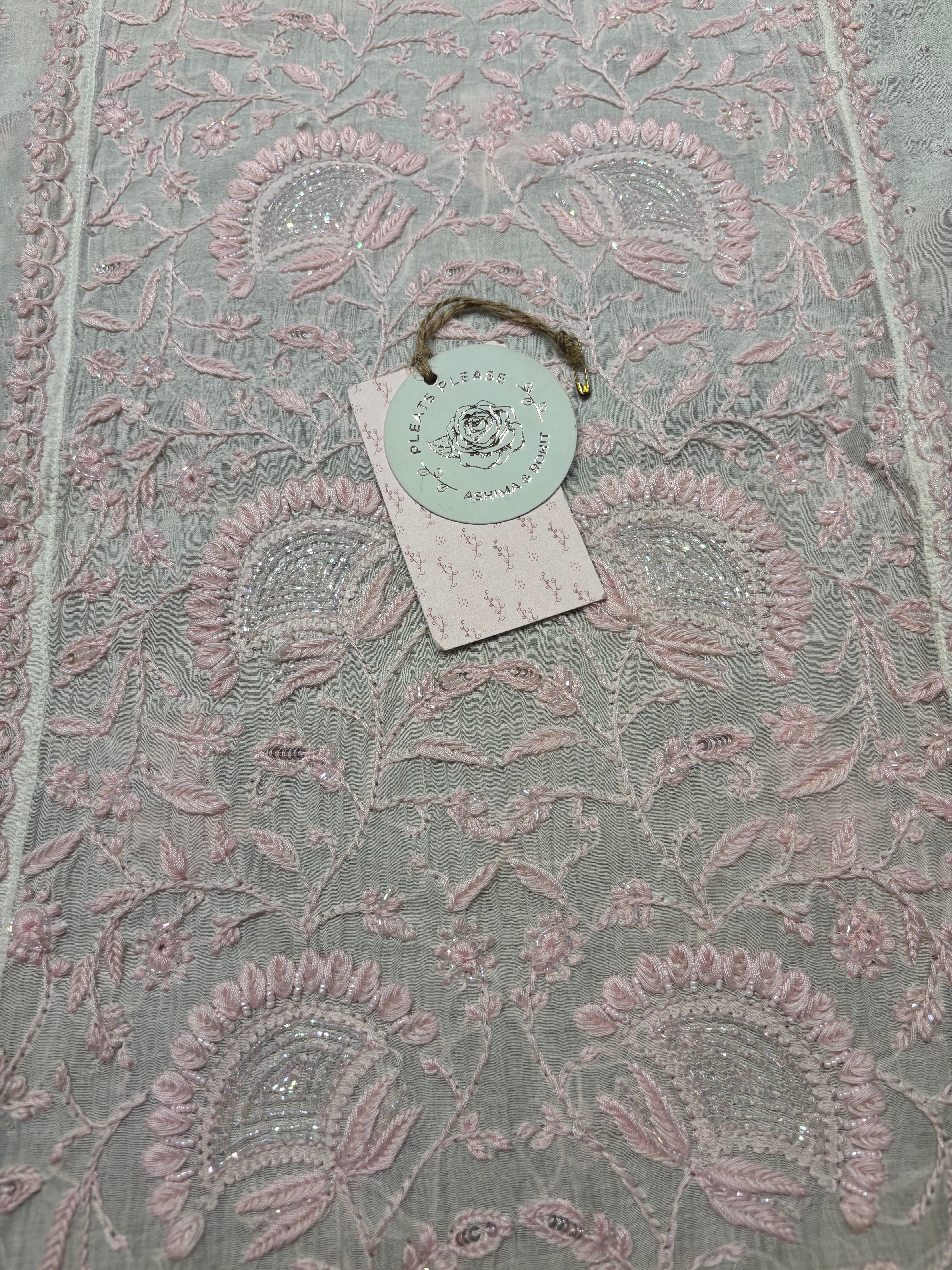 Dyeable Chanderi Mul Chikankari Kurta and Dupatta set