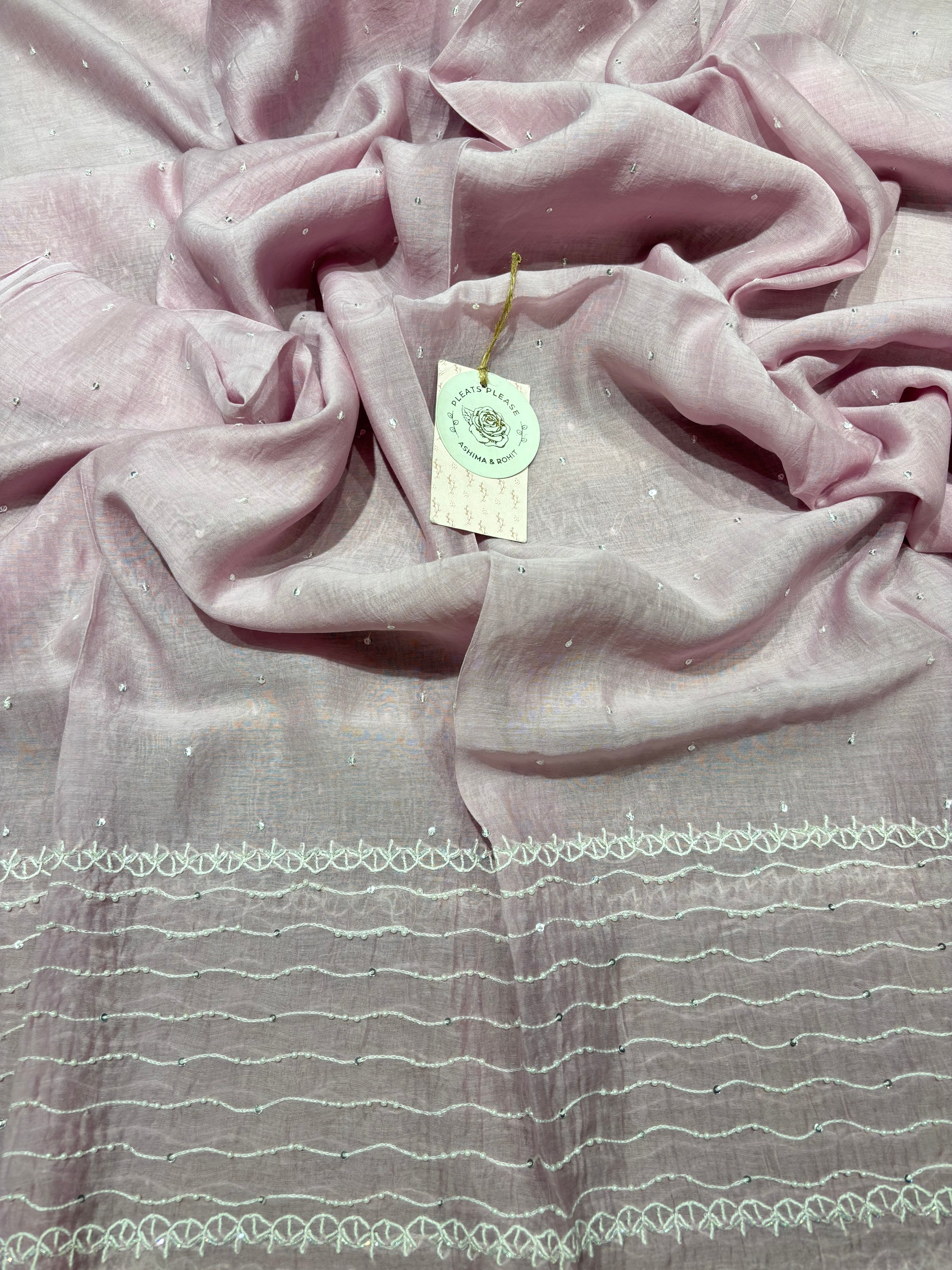 Lavender Chanderi Mul Chikankari Kurta & Dupatta Set