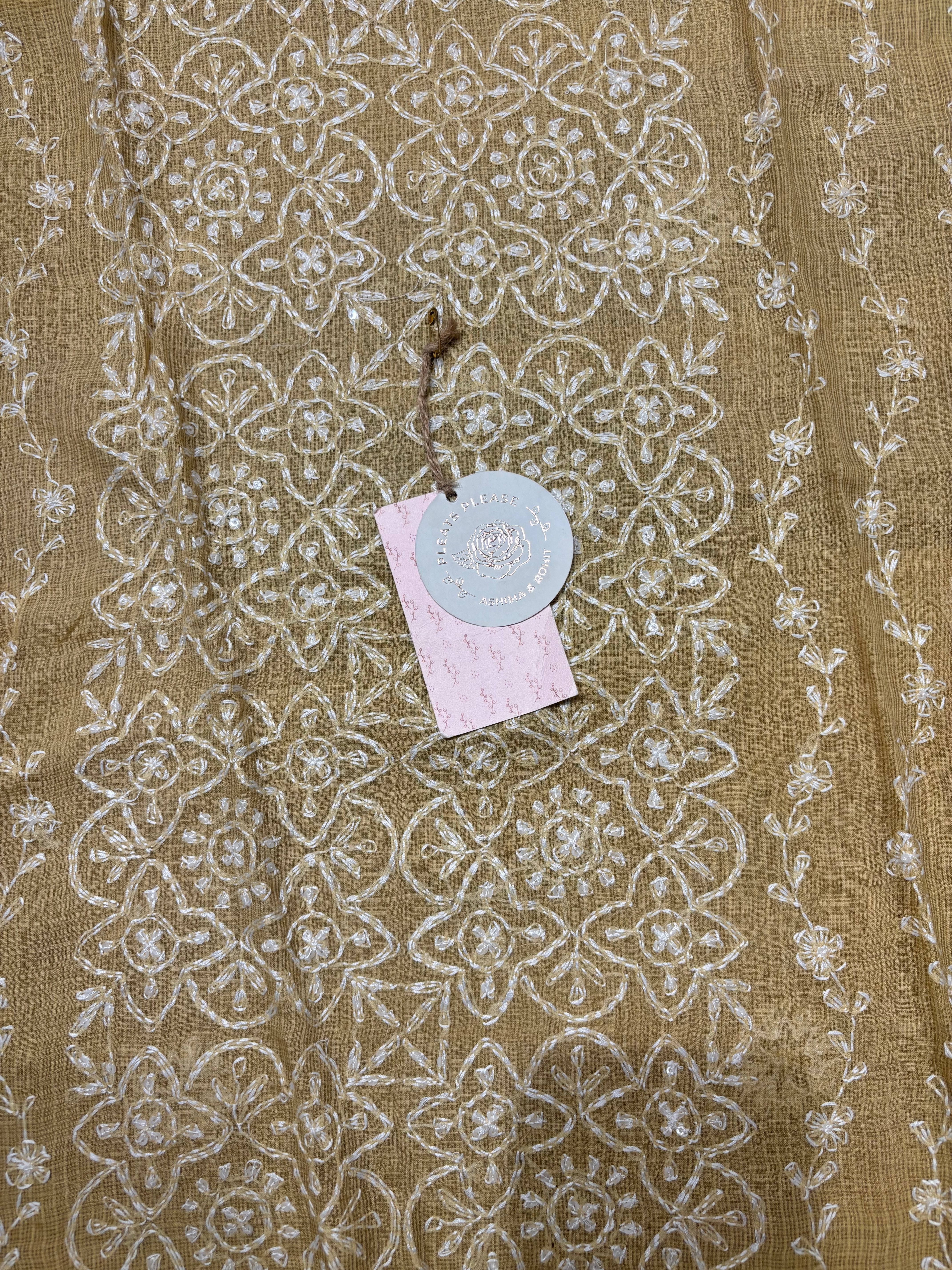 Mud Kota Doria Chikankari Kurta And Dupatta Set