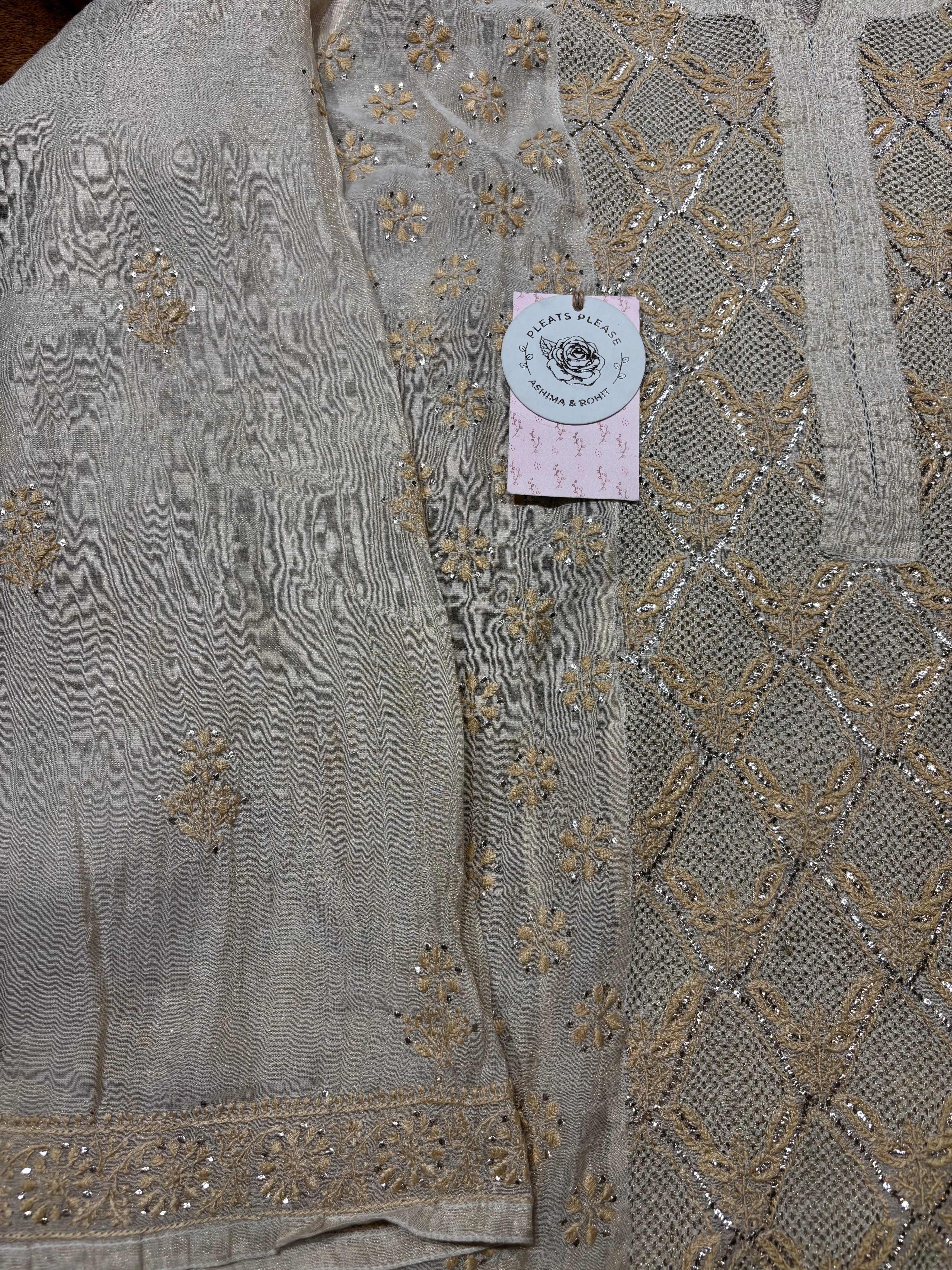 Dyeable Pure and Premium Tissue Chikankari Kurta and Dupatta set