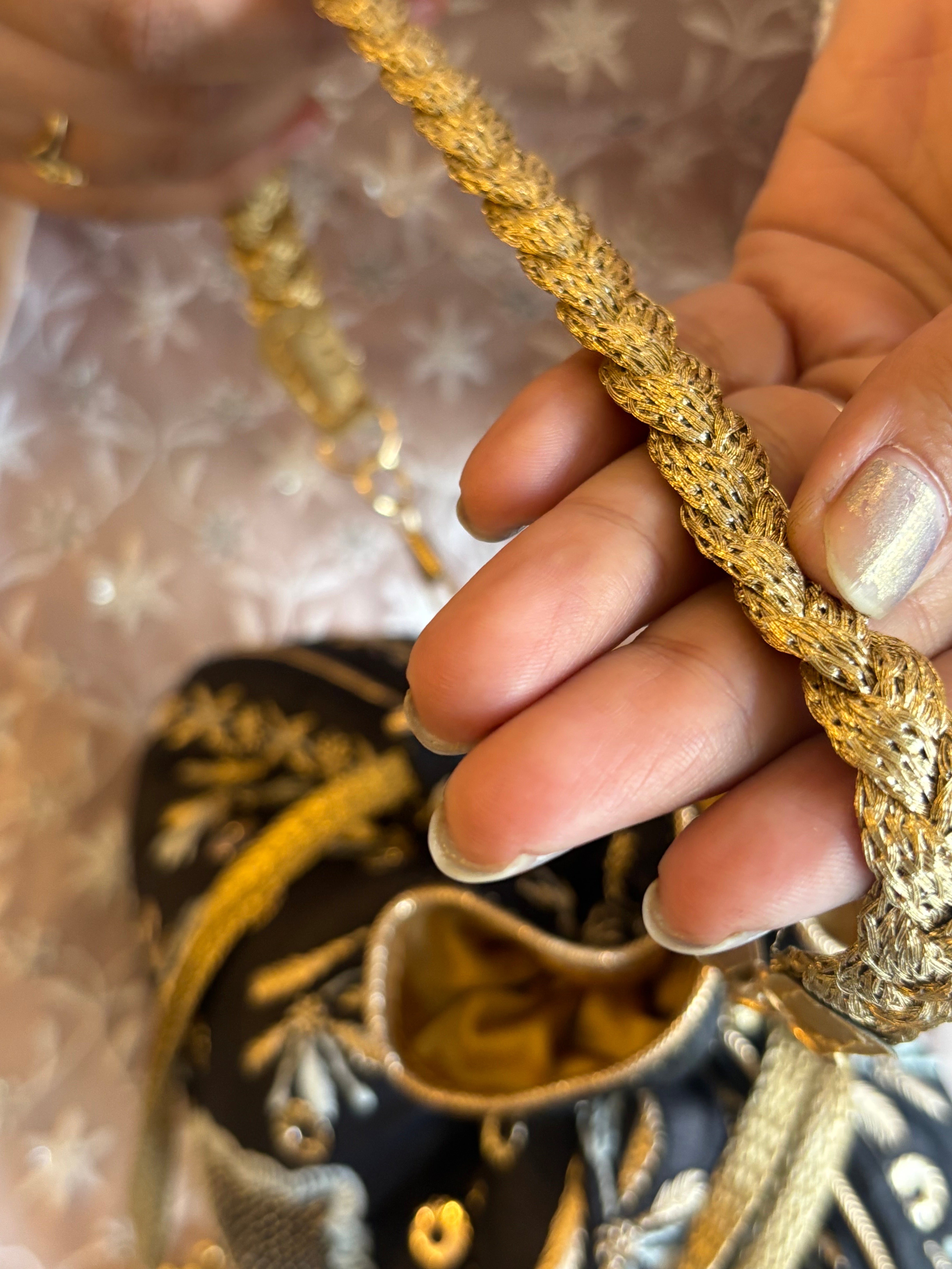 Black Chikankari & Mukaish Batua