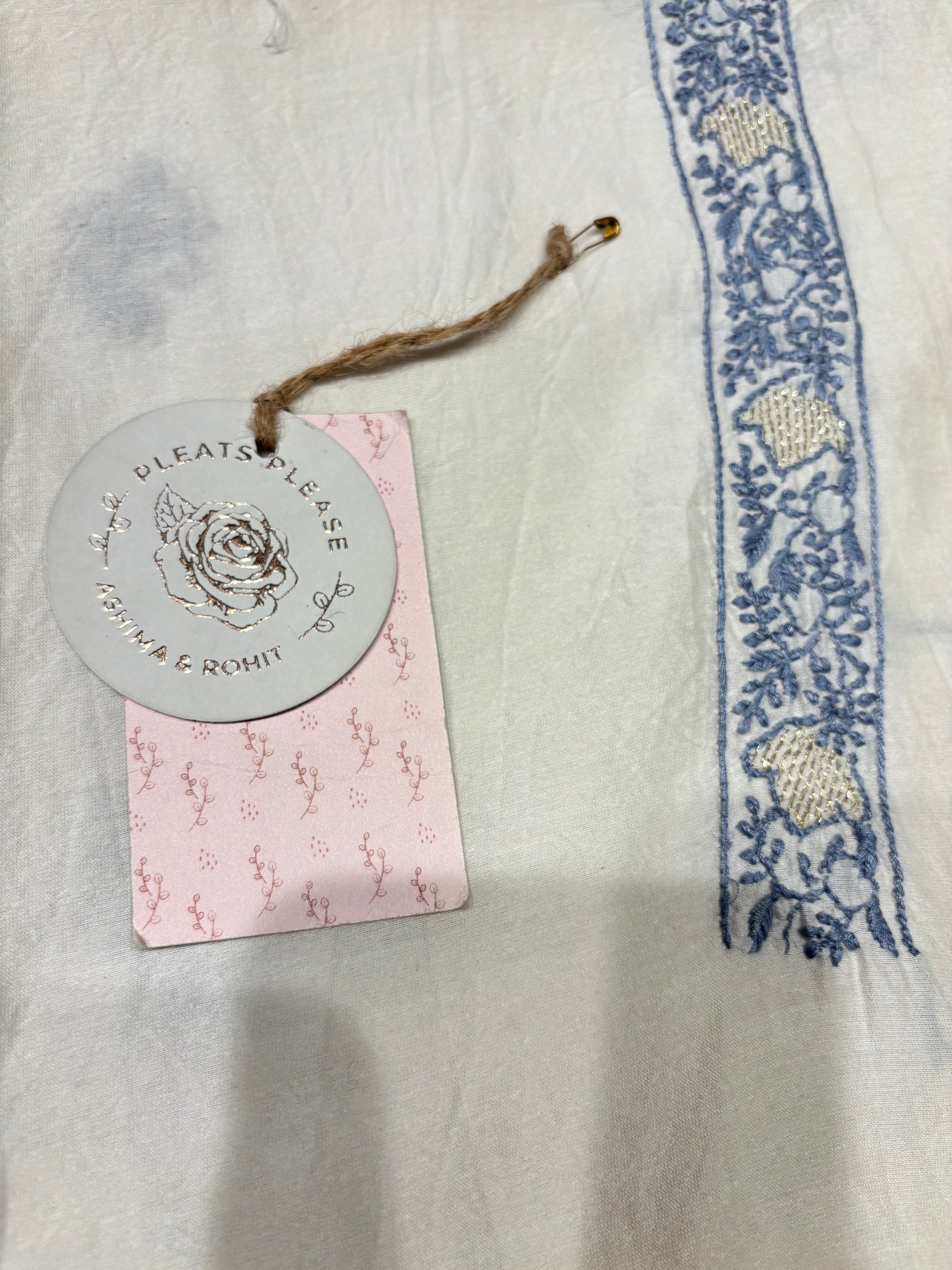 Dyeable Chanderi Silk Chikankari Men’s Kurta Fabric