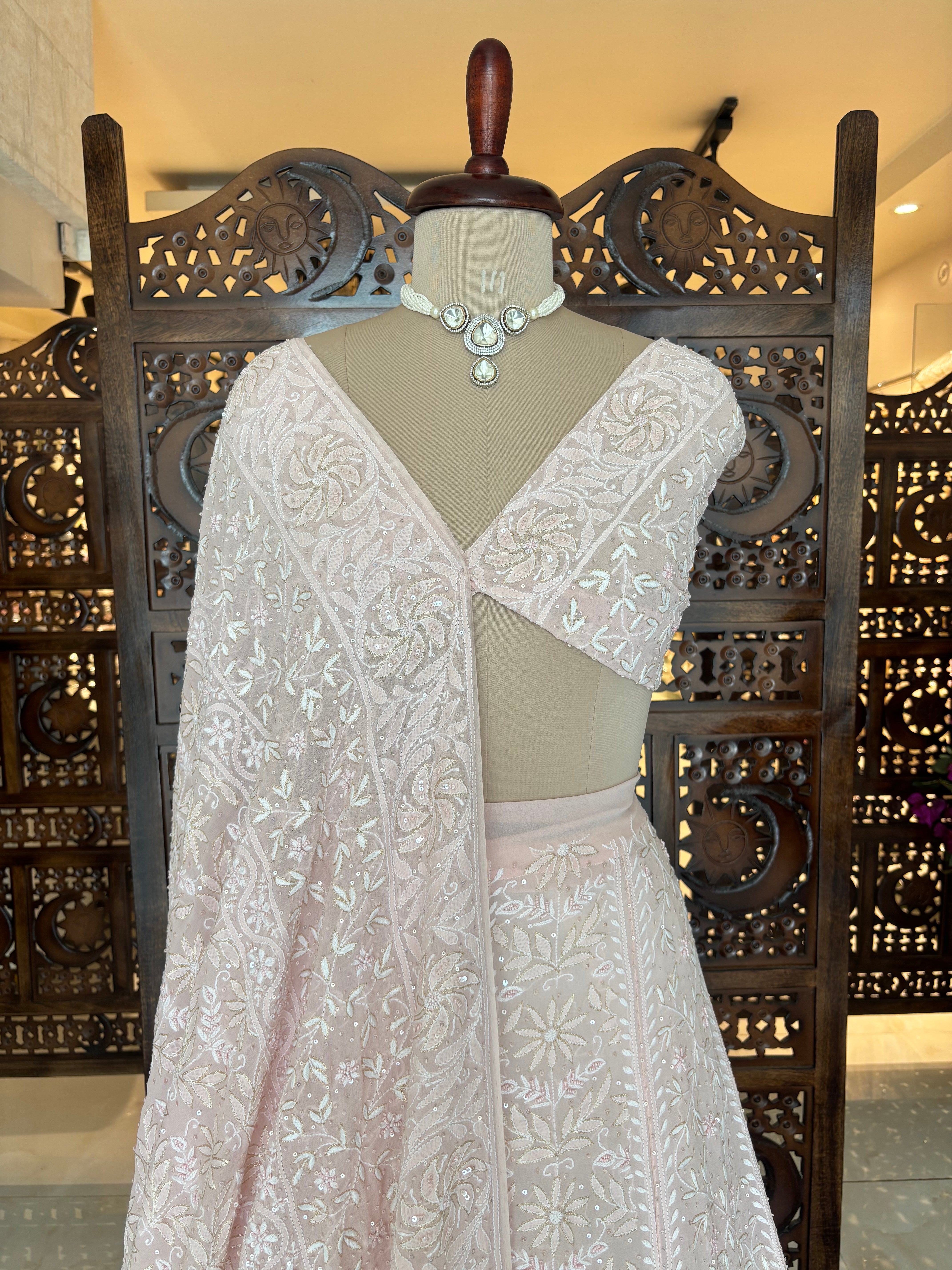 Blush Pink Pure & Premium Chikankari Lehenga