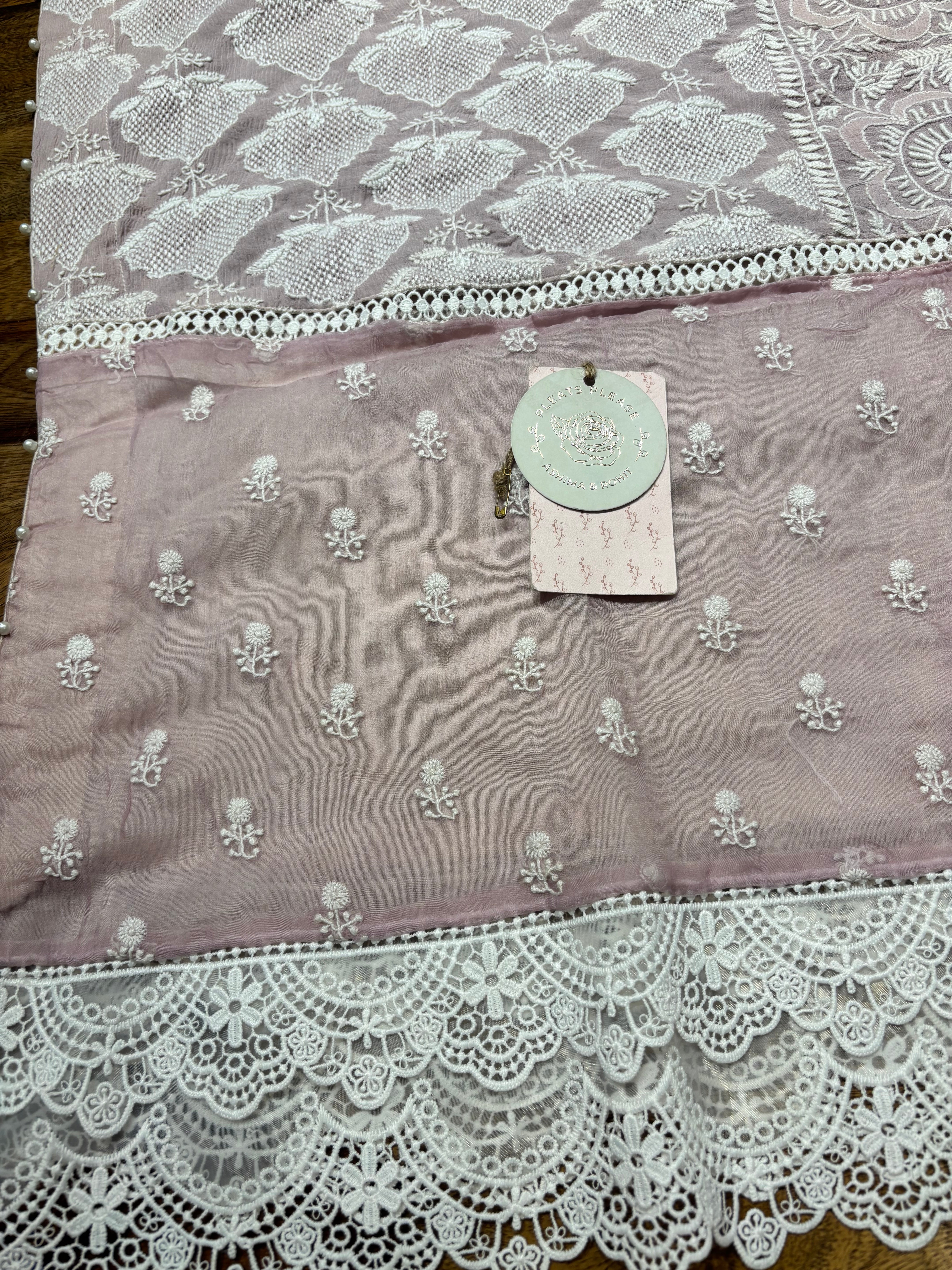 Lavender Latte Pure & Premium Georgette Chikankari Dupatta