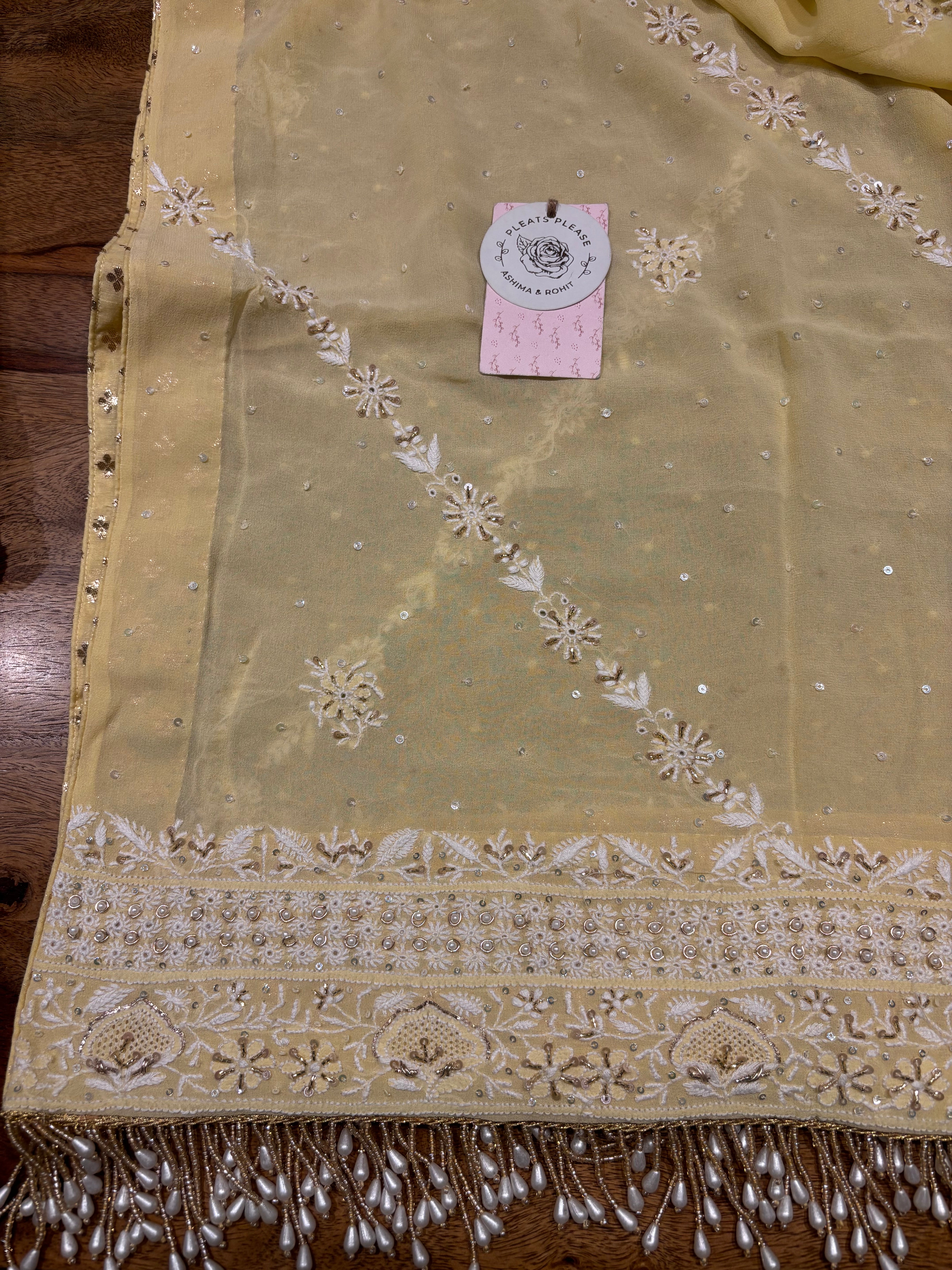 Butter Yellow Pure & Premium Georgette Chikankari Anarkali & Dupatta Set